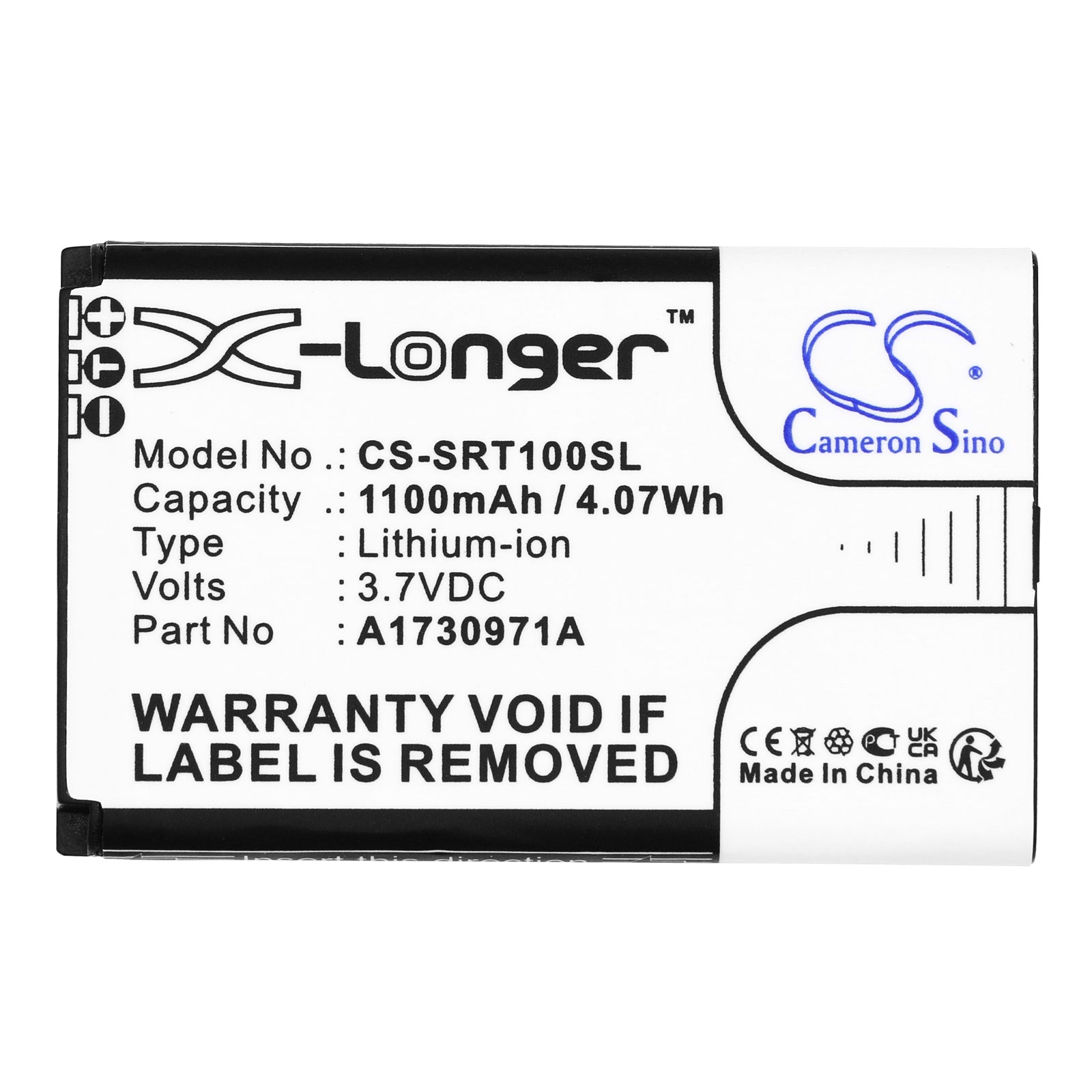 Li-ion, Speaker Battery fits Sony Ezw-rt10, S-air Wireless Transceiver, 3.7V, 1100mAh Speaker Cameron Sino Technology Limited