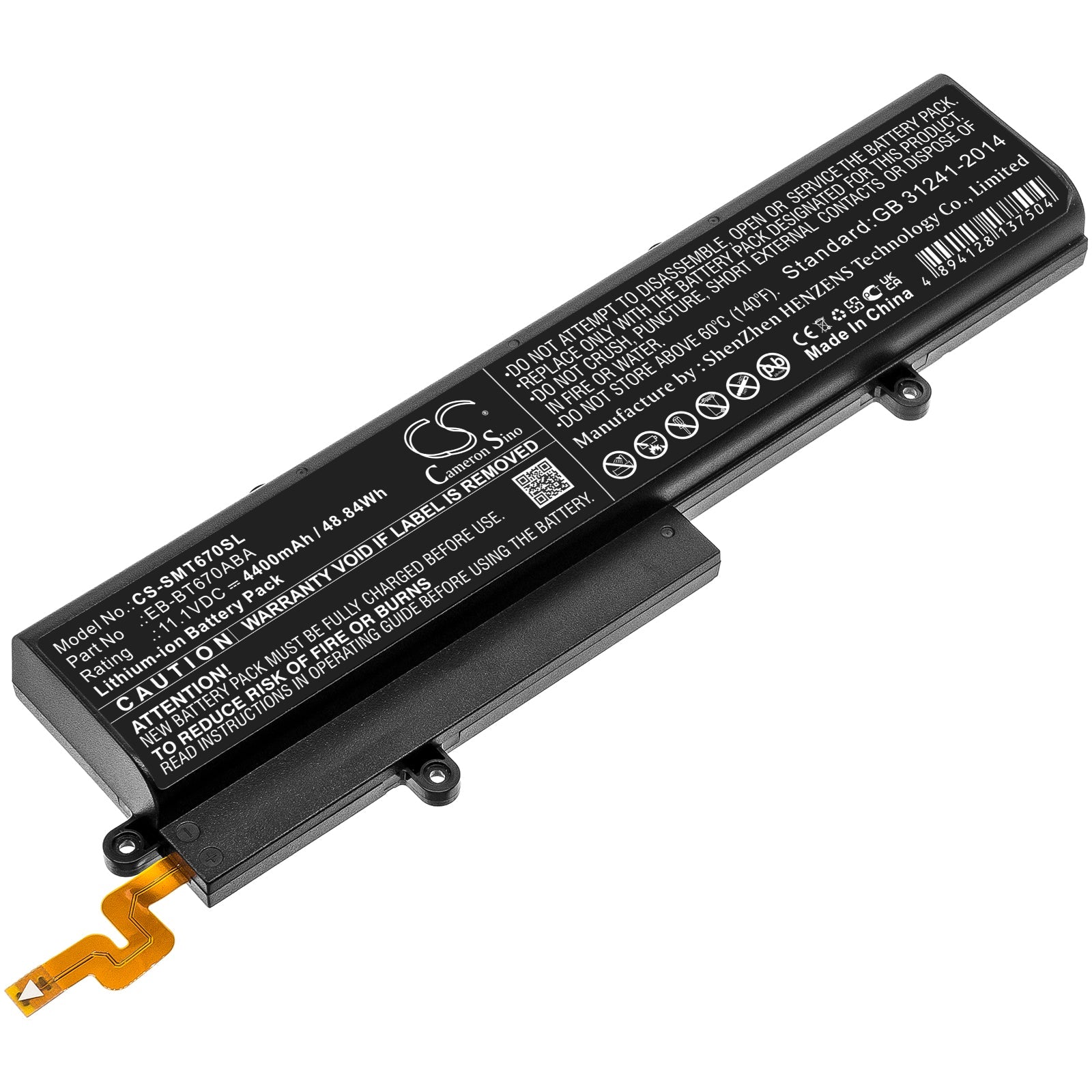 Li-ion, Tablet Battery fits Samsung Galaxy Tab View, Galaxy View, 11.1V, 4400mAh Tablet Cameron Sino Technology Limited