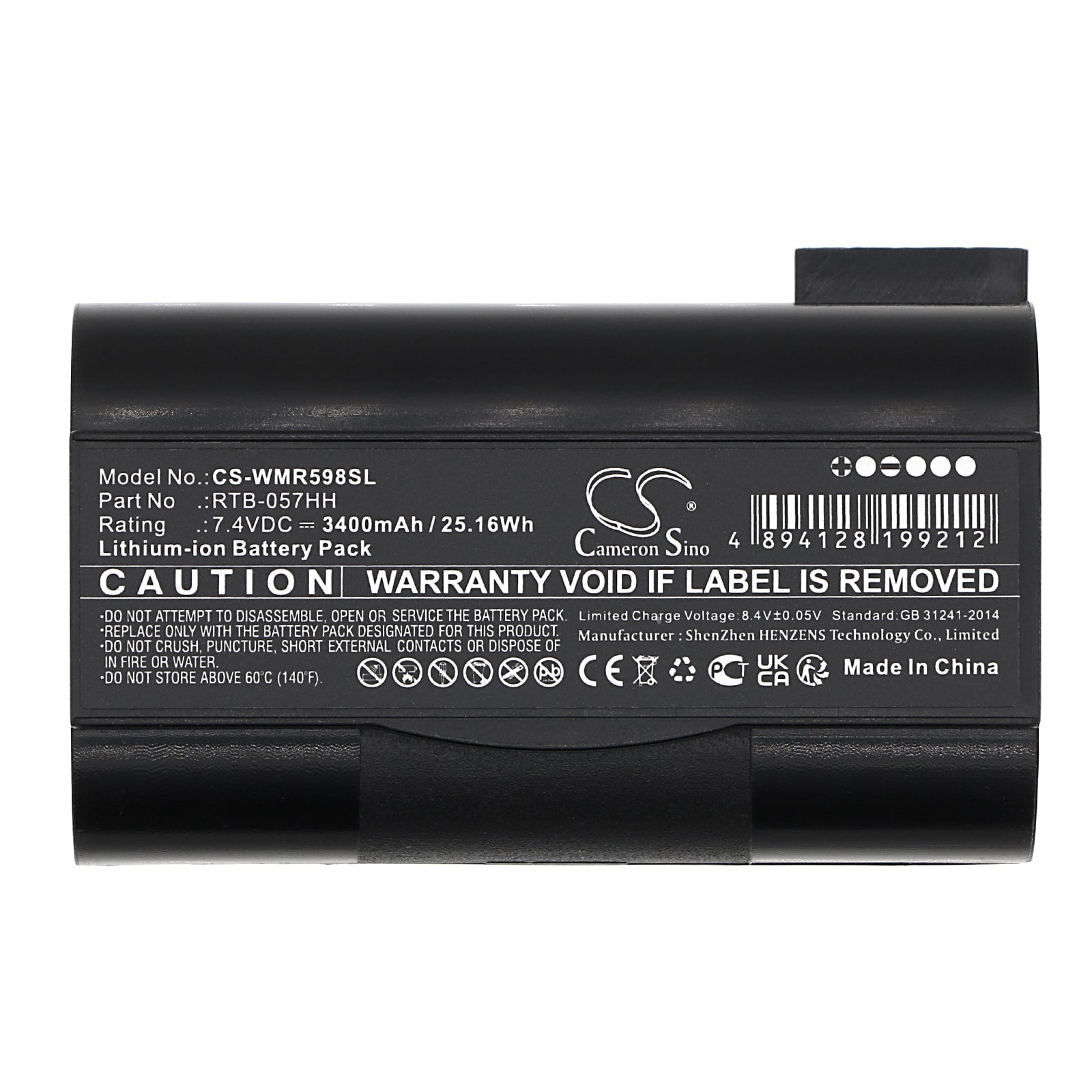 Li-ion, Tablet Battery fits Winmate R05i98h-rtd1, 7.4V, 3400mAh Tablet Cameron Sino Technology Limited
