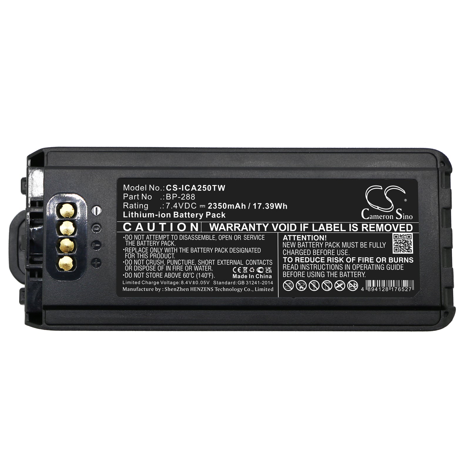 Li-ion, Two-Way Radio Battery fits Icom Ic-a25, Ic-a25ce, 7.4V, 2350mAh Two-Way Radio Cameron Sino Technology Limited