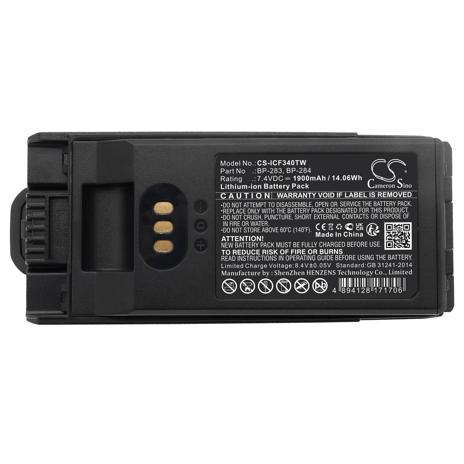 Li-ion, Two-Way Radio Battery fits Icom Ic-f3400, Ic-f3400d, 7.4V, 1900mAh Two-Way Radio Cameron Sino Technology Limited