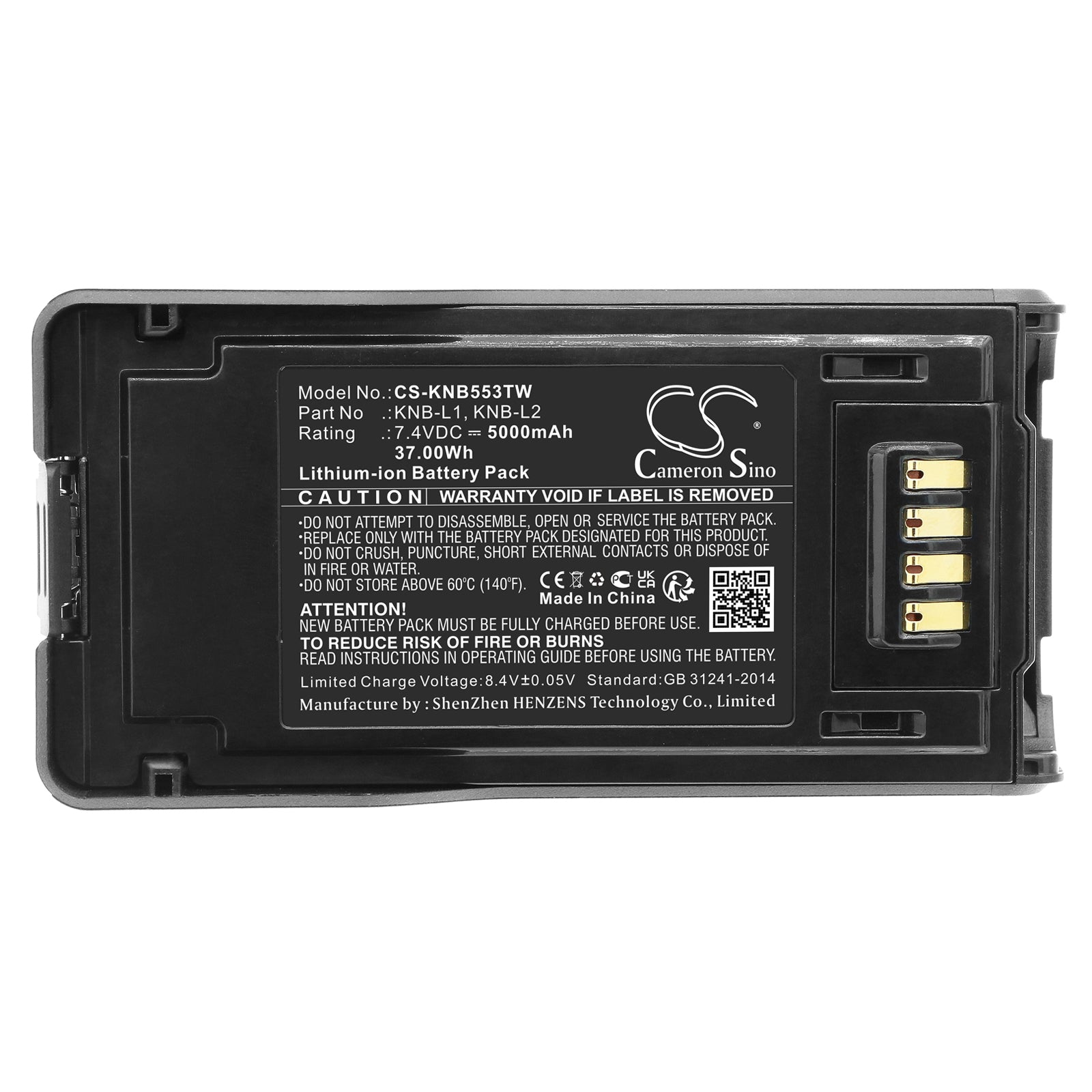 Li-ion, Two-Way Radio Battery fits Kenwood Nx-5000, Nx-5200, 7.4V, 5000mAh Two-Way Radio Cameron Sino Technology Limited