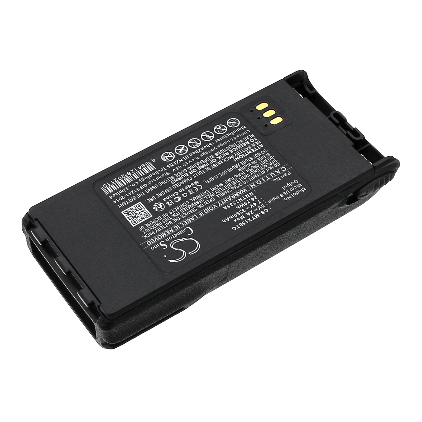 Li-ion, Two-Way Radio Battery fits Motorola Mt1500, Nt1500, 7.4V, 3350mAh Two-Way Radio Cameron Sino Technology Limited