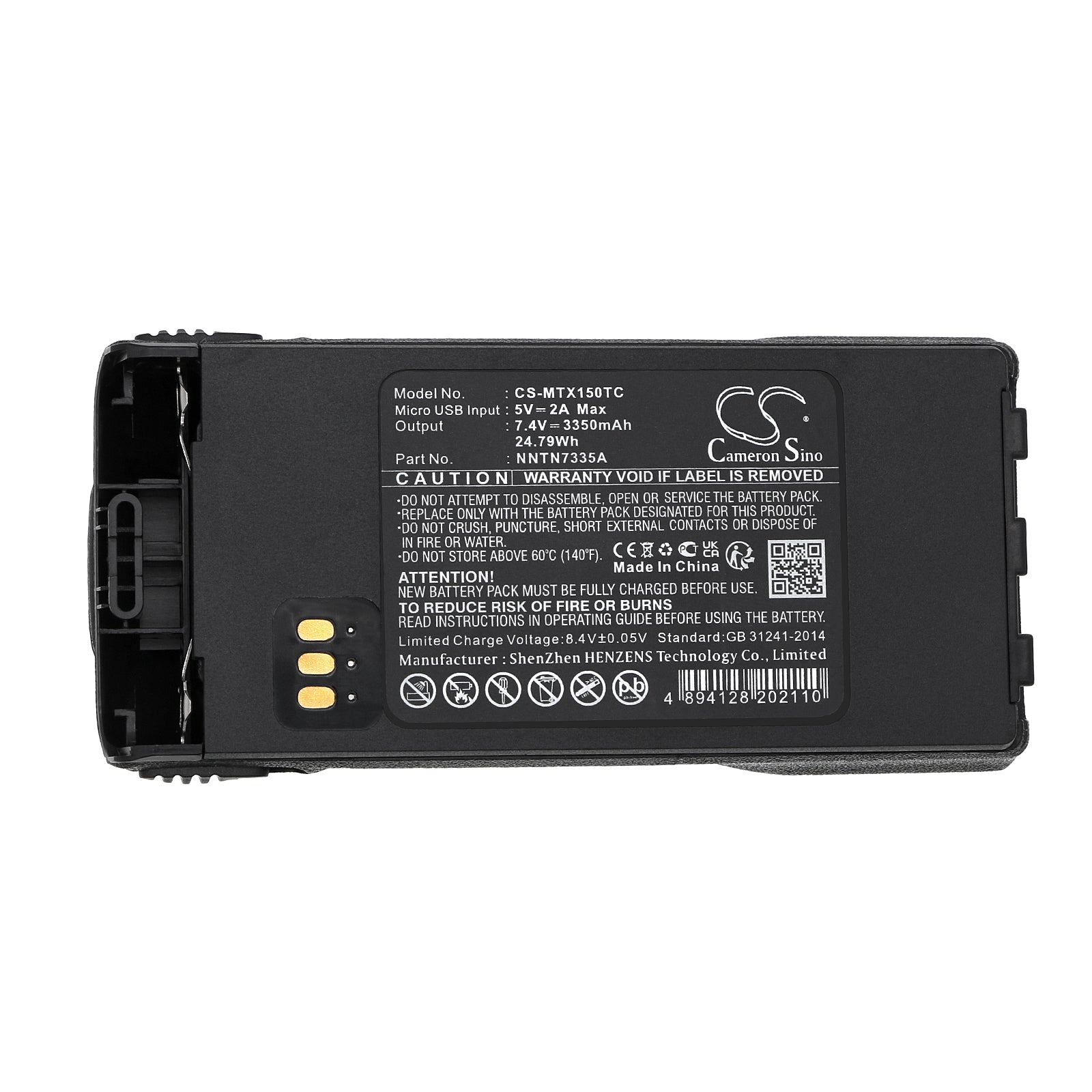 Li-ion, Two-Way Radio Battery fits Motorola Mt1500, Nt1500, 7.4V, 3350mAh Two-Way Radio Cameron Sino Technology Limited