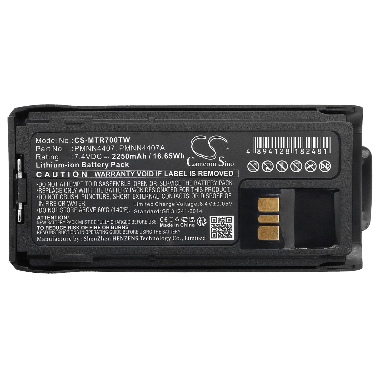 Li-ion, Two-Way Radio Battery fits Motorola R7, R7a, 7.4V, 2250mAh CS-MTR700TW Two-Way Radio Cameron Sino Technology Limited