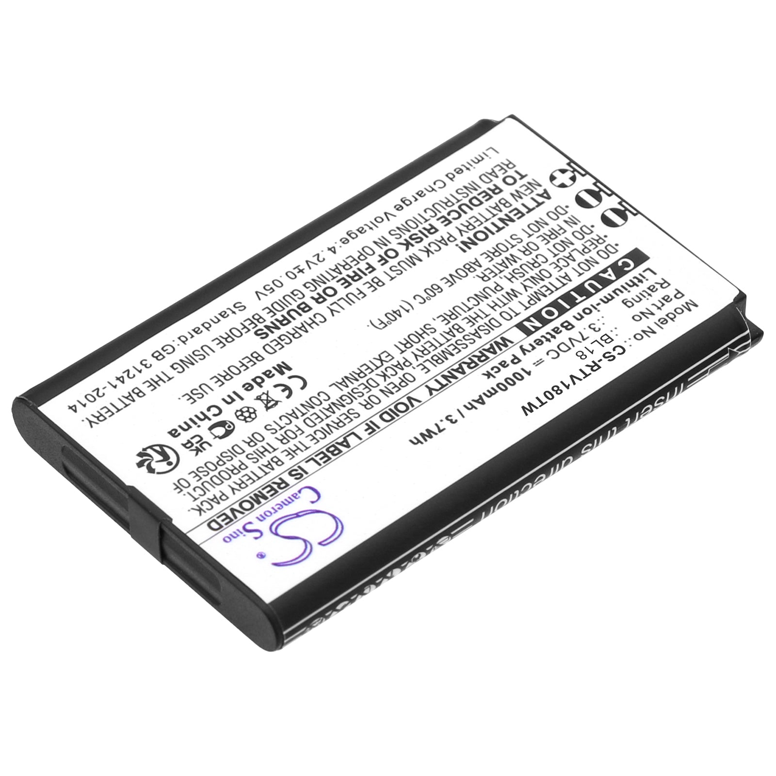 Li-ion, Two-Way Radio Battery fits Retevis Rt18, Rt618, 3.7V, 1000mAh Two-Way Radio Cameron Sino Technology Limited