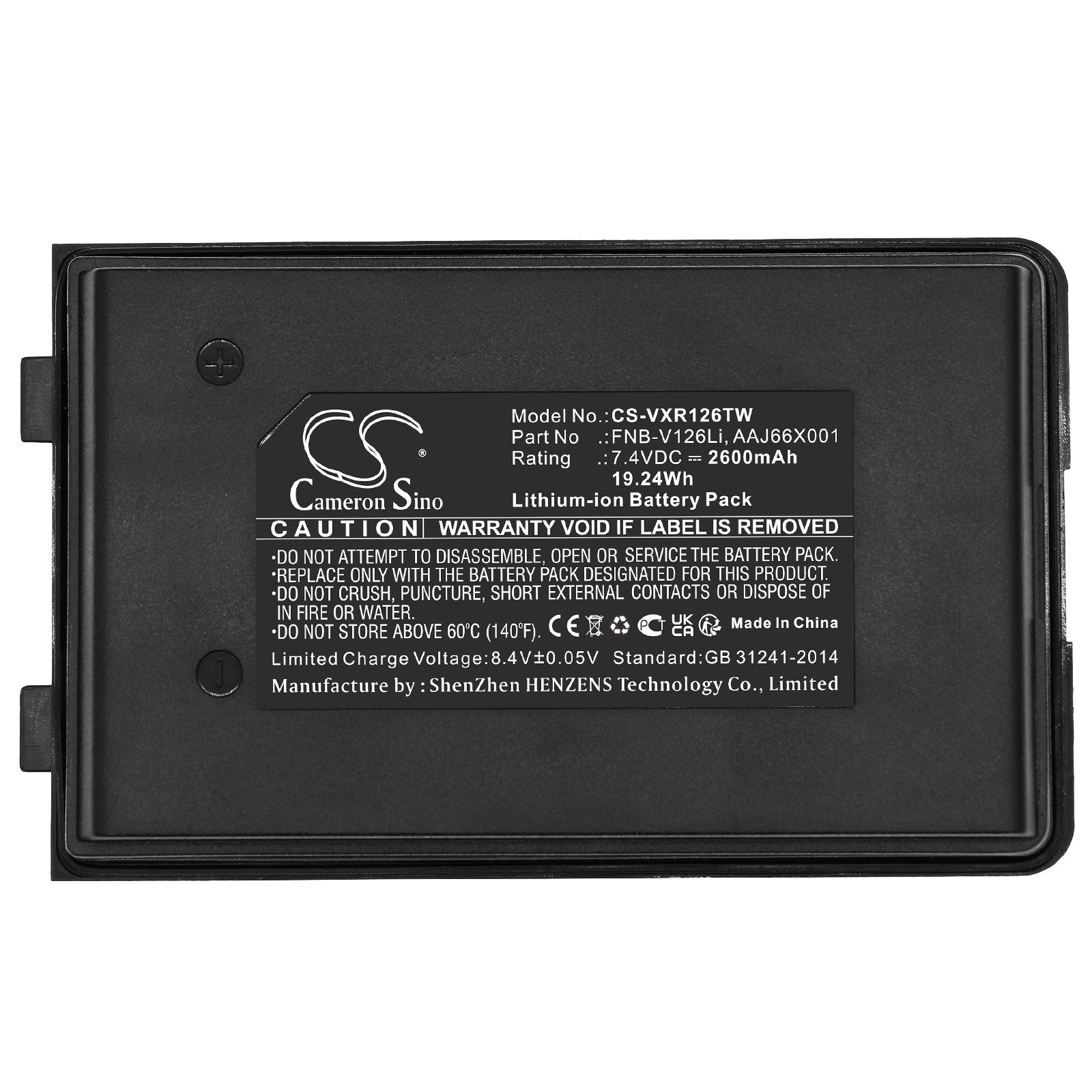 Li-ion, Two-Way Radio Battery fits Vertex Standard 0 Vx-a200, Vx-110, 7.4V, 2600mAh Two-Way Radio Cameron Sino Technology Limited