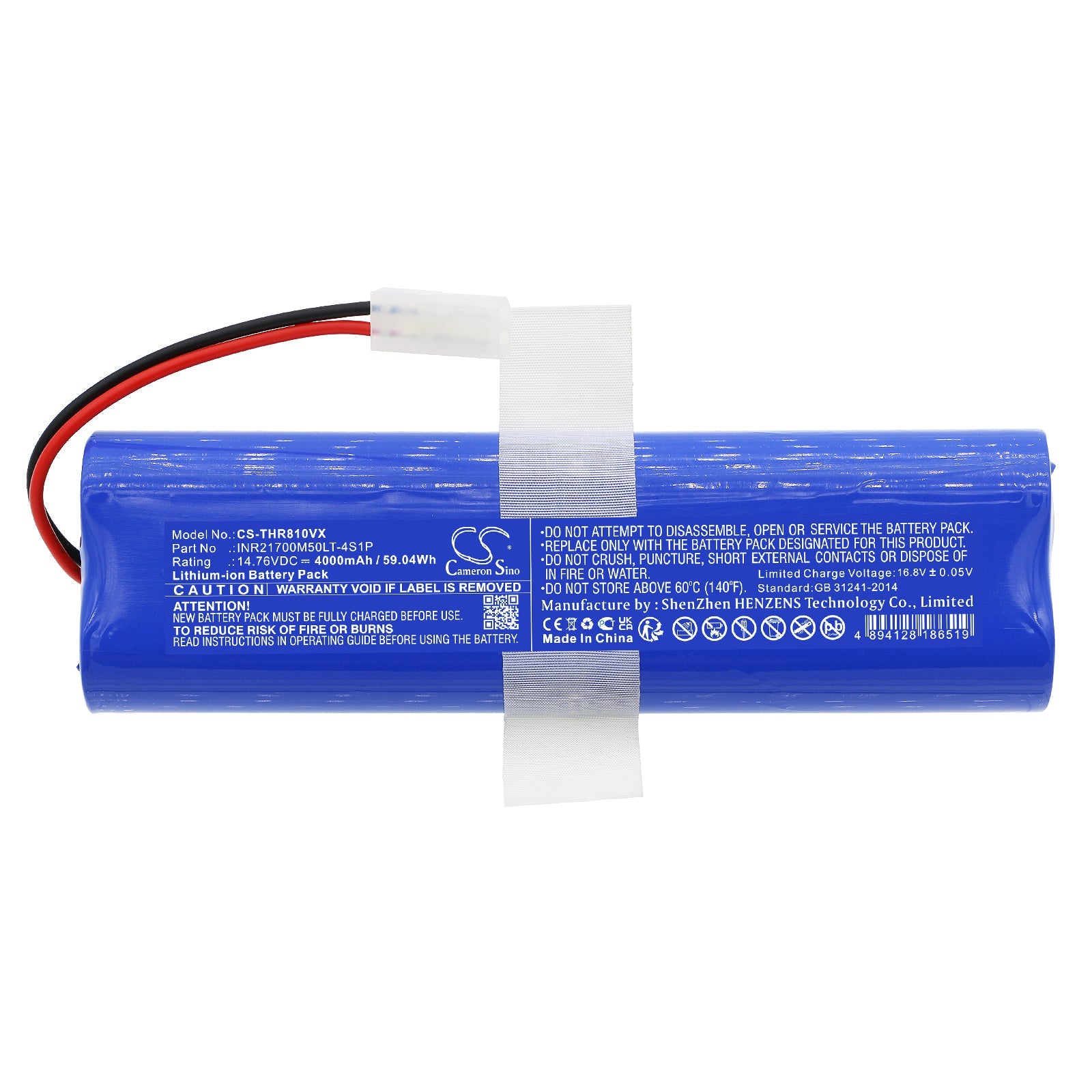 Li-ion, Vacuum Battery fits 360 Botslab S8 Plus, Qh100005, 14.76V, 4000mAh Vacuum Cameron Sino Technology Limited