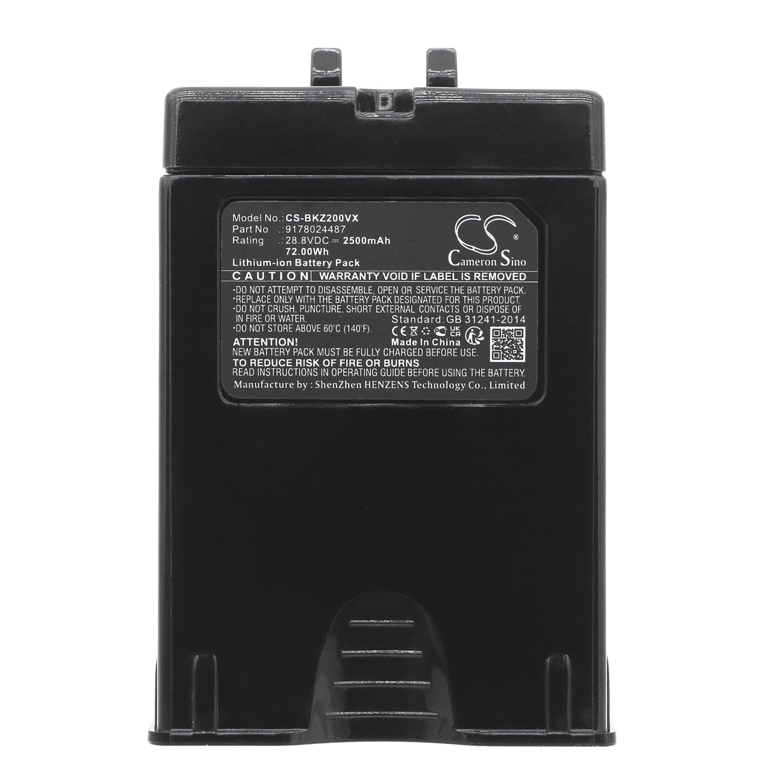 Li-ion, Vacuum Battery fits Beko Zb2007, Tineco Zb2007, 28.8V, 2500mAh Vacuum Cameron Sino Technology Limited