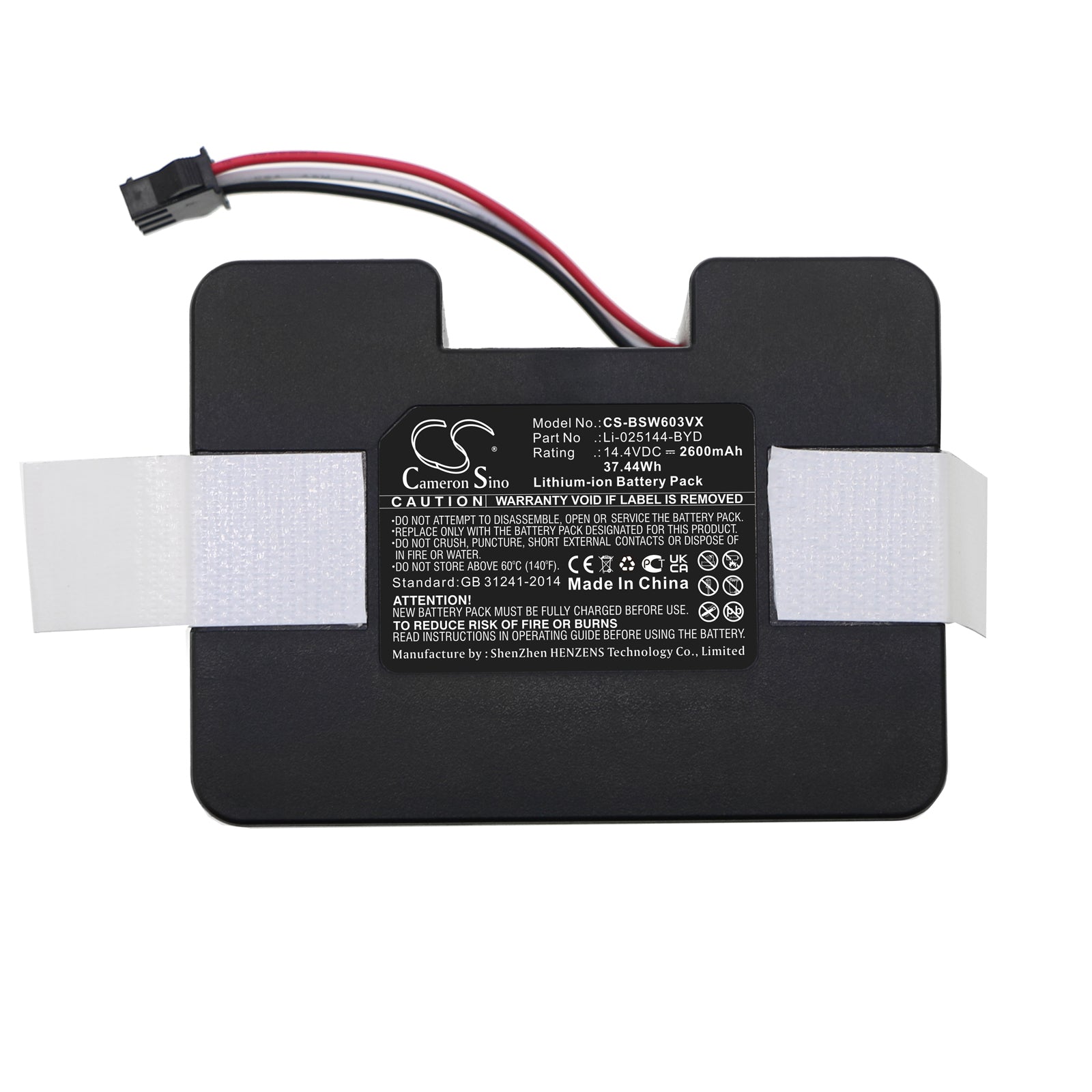 Li-ion, Vacuum Battery fits Bobsweep Sw603001, 14.4V, 2600mAh Vacuum Cameron Sino Technology Limited