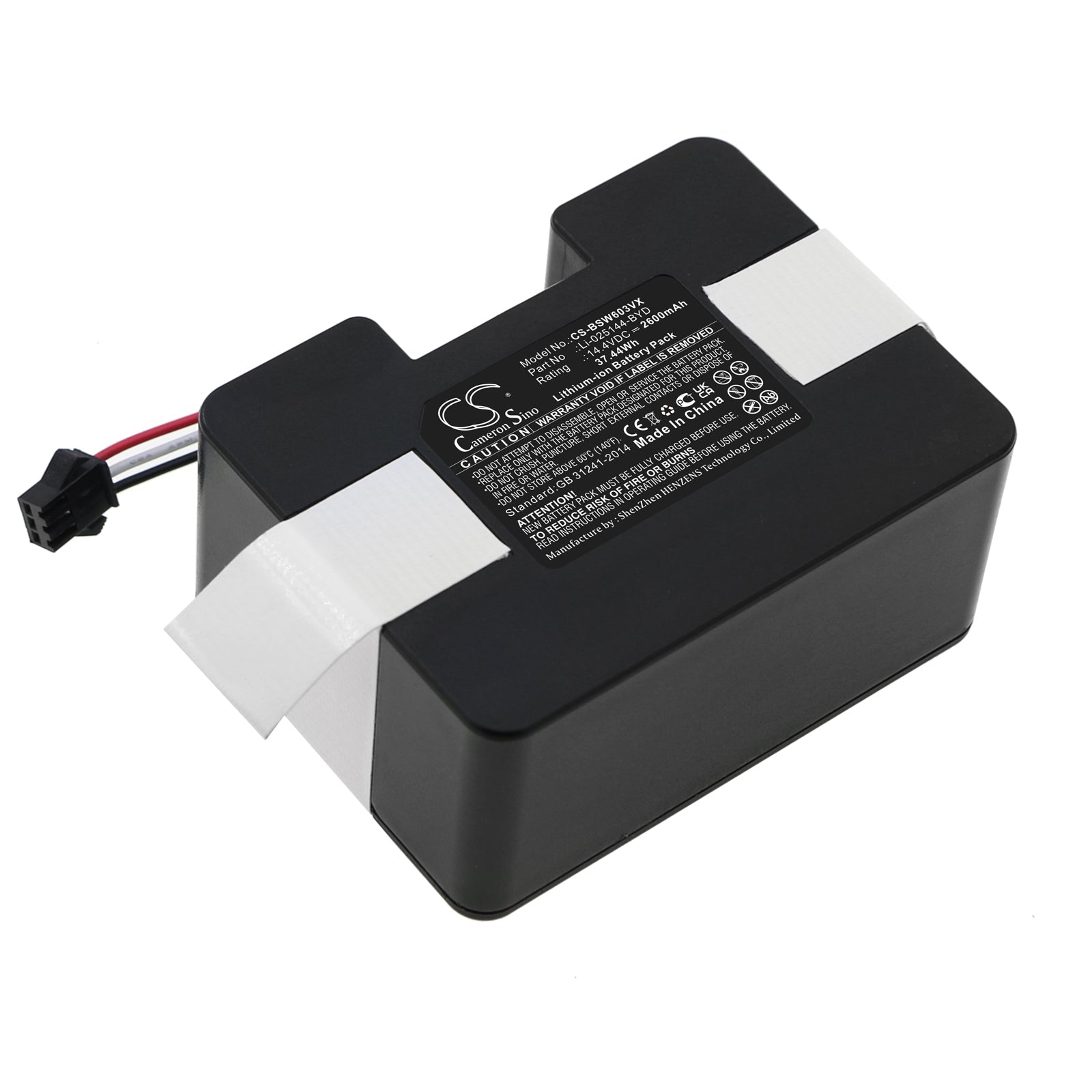Li-ion, Vacuum Battery fits Bobsweep Sw603001, 14.4V, 2600mAh Vacuum Cameron Sino Technology Limited