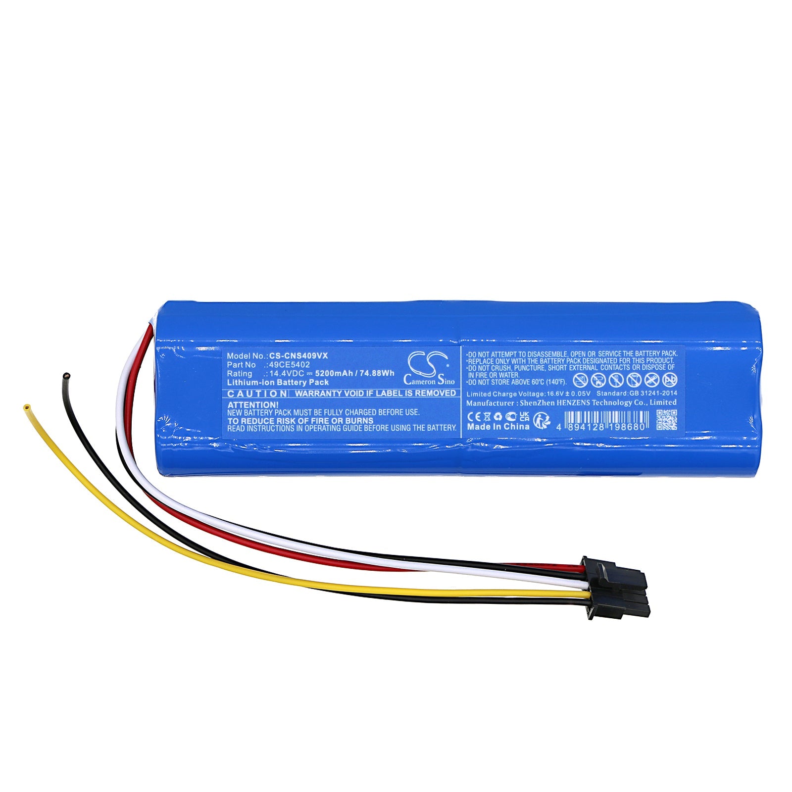 Li-ion, Vacuum Battery fits Cecotec Conga 4090, Conga 4490, 14.4V, 5200mAh Vacuum Cameron Sino Technology Limited