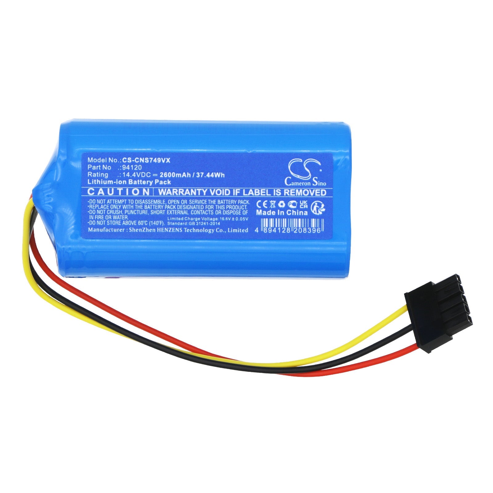 Li-ion, Vacuum Battery fits Cecotec Conga 7490 Ultimate, Conga 7490 Ultimate Genesis, 14.4V, 2600mAh Vacuum Cameron Sino Technology Limited
