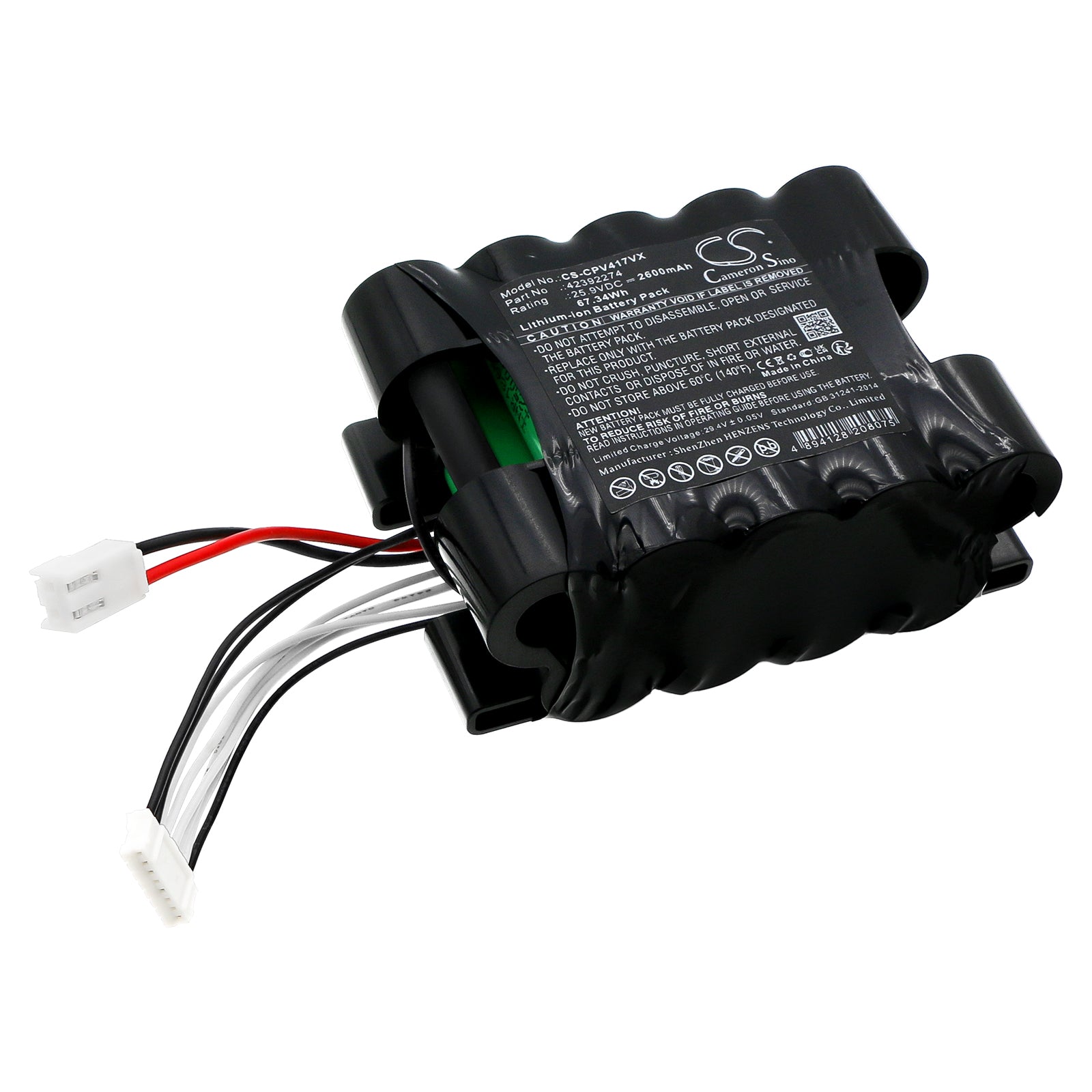 Li-ion, Vacuum Battery fits Concept Vp4170, Vp4170 Real Force, 25.9V, 2600mAh Vacuum Cameron Sino Technology Limited