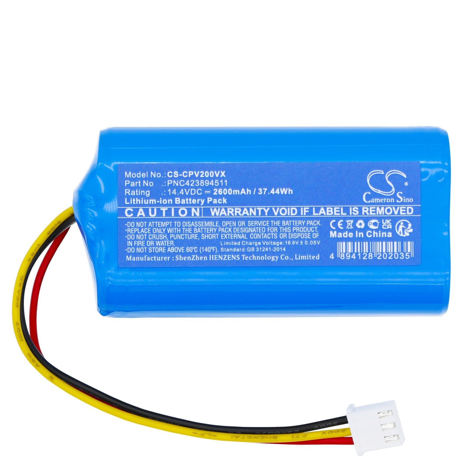 Li-ion, Vacuum Battery fits Concept Vr2000, Vr2010, 14.4V, 2600mAh Vacuum Cameron Sino Technology Limited