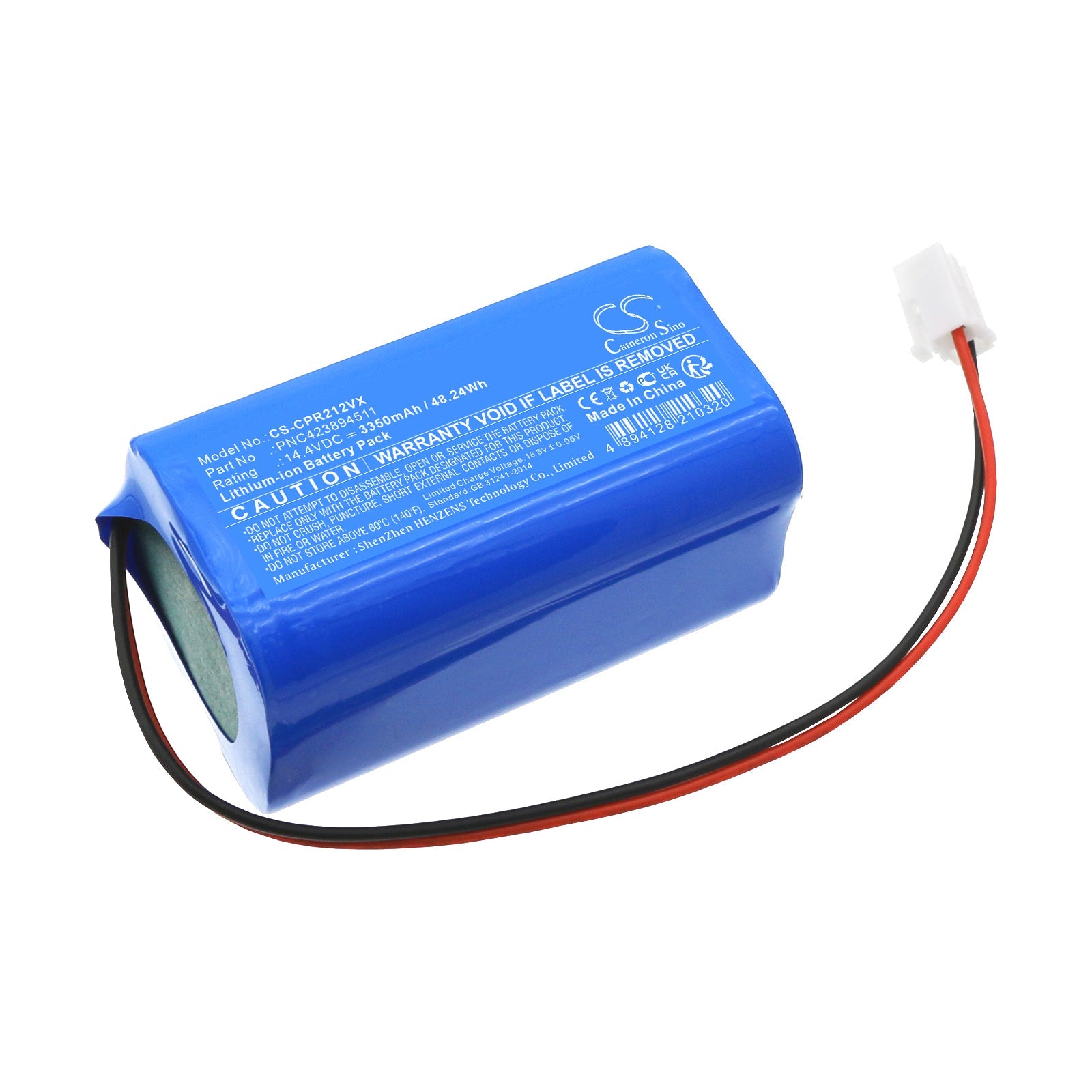 Li-ion, Vacuum Battery fits Concept Vr2020, Vr2110, 14.4V, 3350mAh Vacuum Cameron Sino Technology Limited