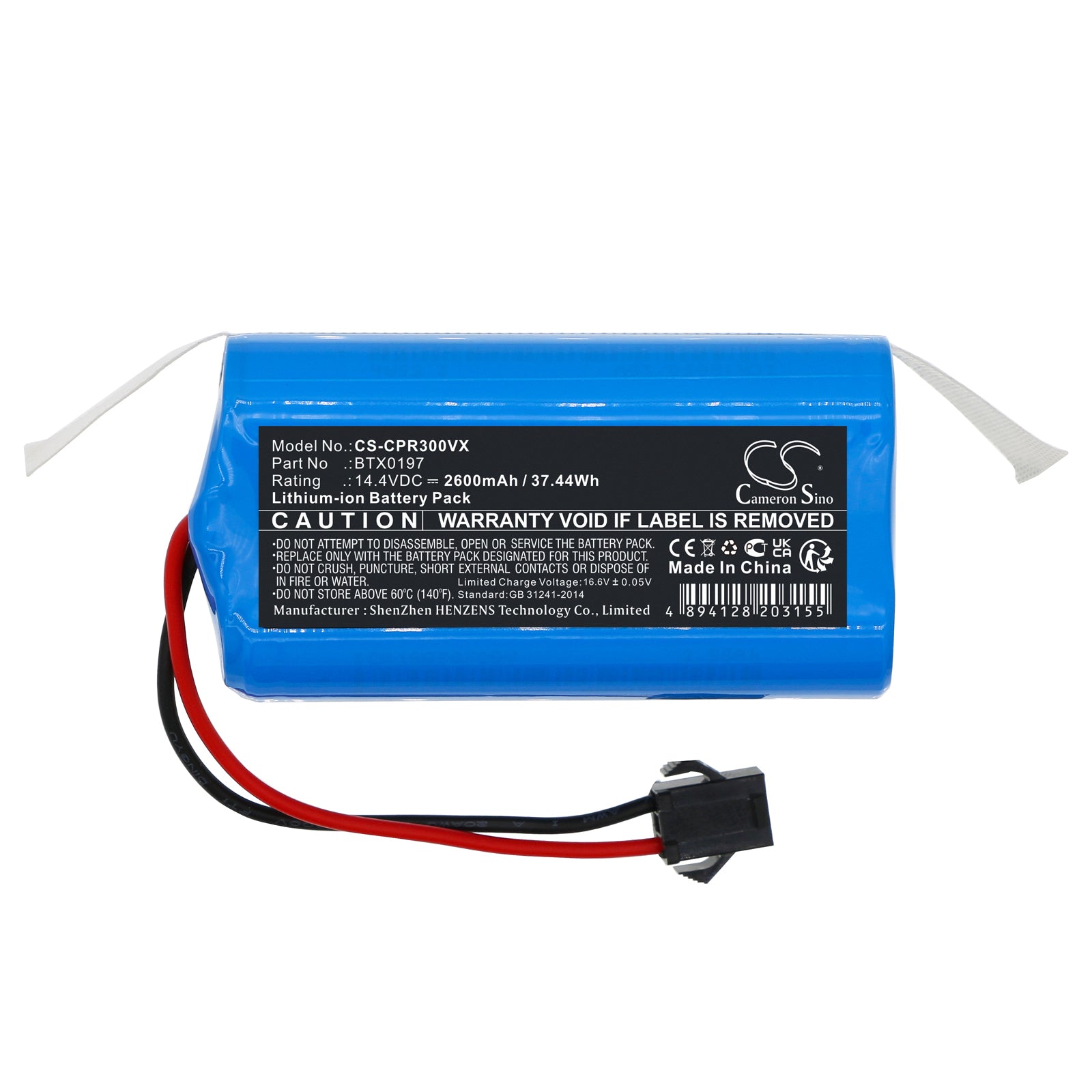 Li-ion, Vacuum Battery fits Concept Vr3000, Vr3100, 14.4V, 2600mAh Vacuum Cameron Sino Technology Limited
