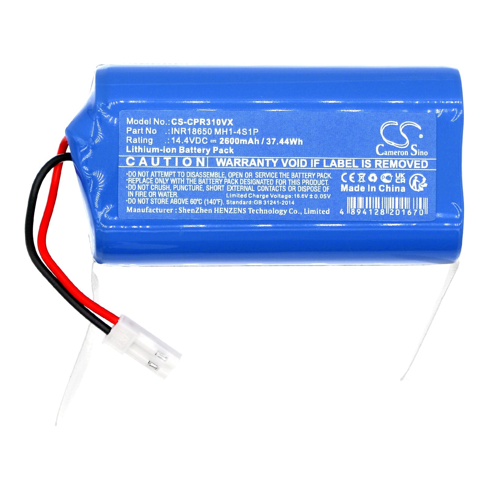 Li-ion, Vacuum Battery fits Concept Vr3000, Vr3110, 14.4V, 2600mAh Vacuum Cameron Sino Technology Limited