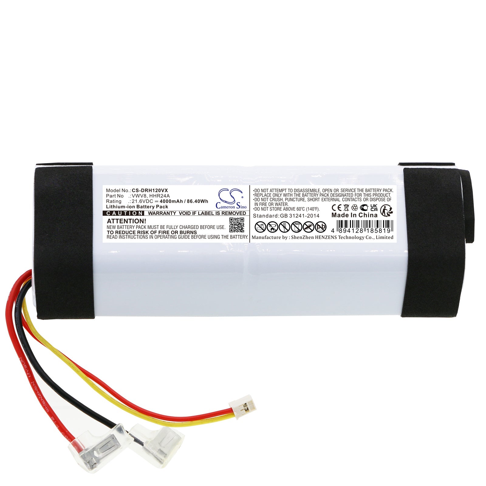 Li-ion, Vacuum Battery fits Dreame H10, H100 Pro, 21.6V, 4000mAh Vacuum Cameron Sino Technology Limited