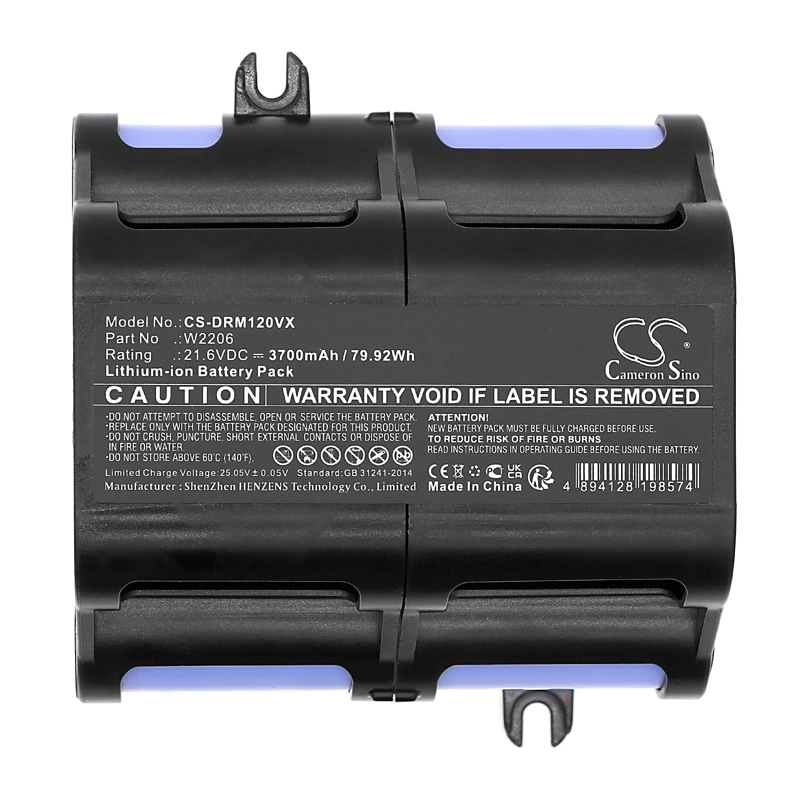 Li-ion, Vacuum Battery fits Dreame M12, M12 Pro, 21.6V, 3700mAh Vacuum Cameron Sino Technology Limited