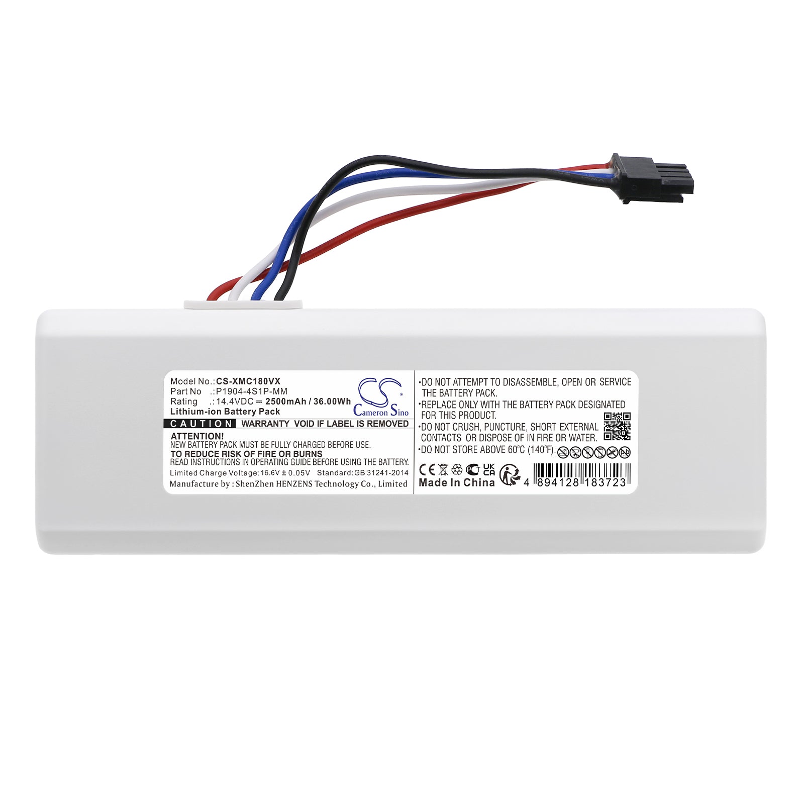 Li-ion, Vacuum Battery fits Dreame Mc1808, Roborock 1c, 14.4V, 2500mAh Vacuum Cameron Sino Technology Limited