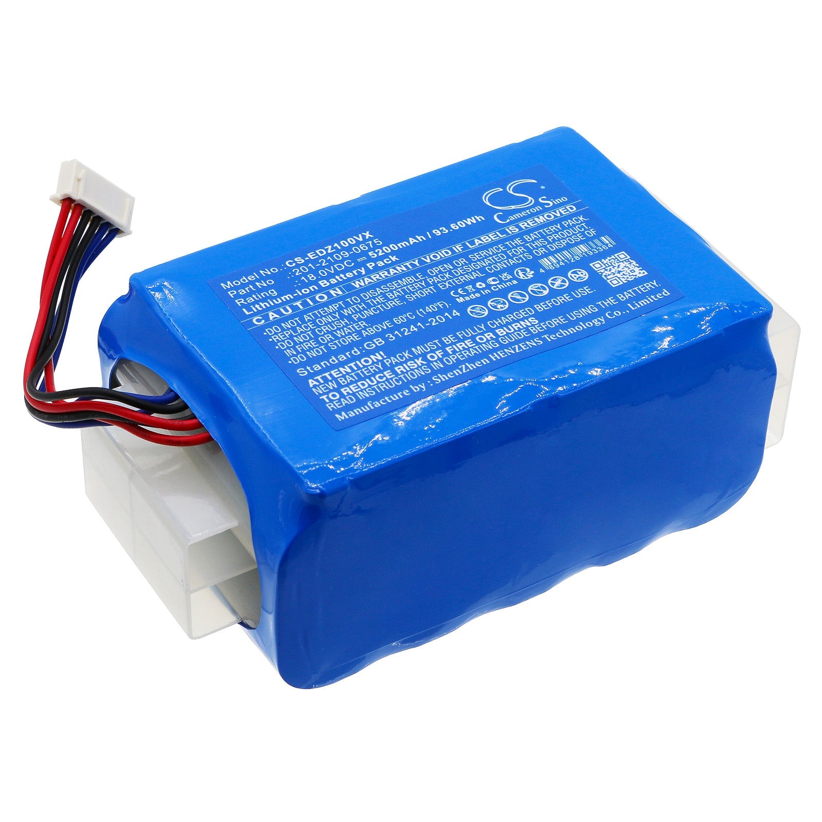 Li-ion, Vacuum Battery fits Ecovacs Airbot Z1, Az1, 18.0V, 5200mAh Vacuum Cameron Sino Technology Limited