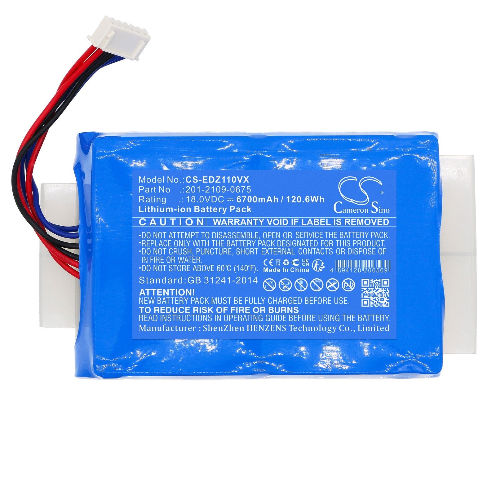Li-ion, Vacuum Battery fits Ecovacs Airbot Z1, Az1, 18.0V, 6700mAh Vacuum Cameron Sino Technology Limited
