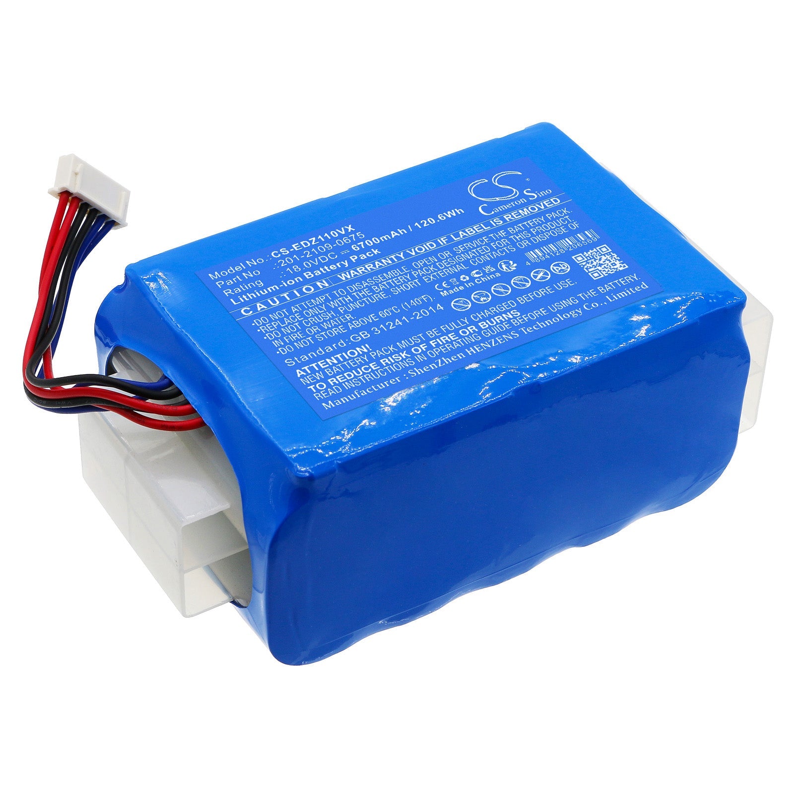 Li-ion, Vacuum Battery fits Ecovacs Airbot Z1, Az1, 18.0V, 6700mAh Vacuum Cameron Sino Technology Limited