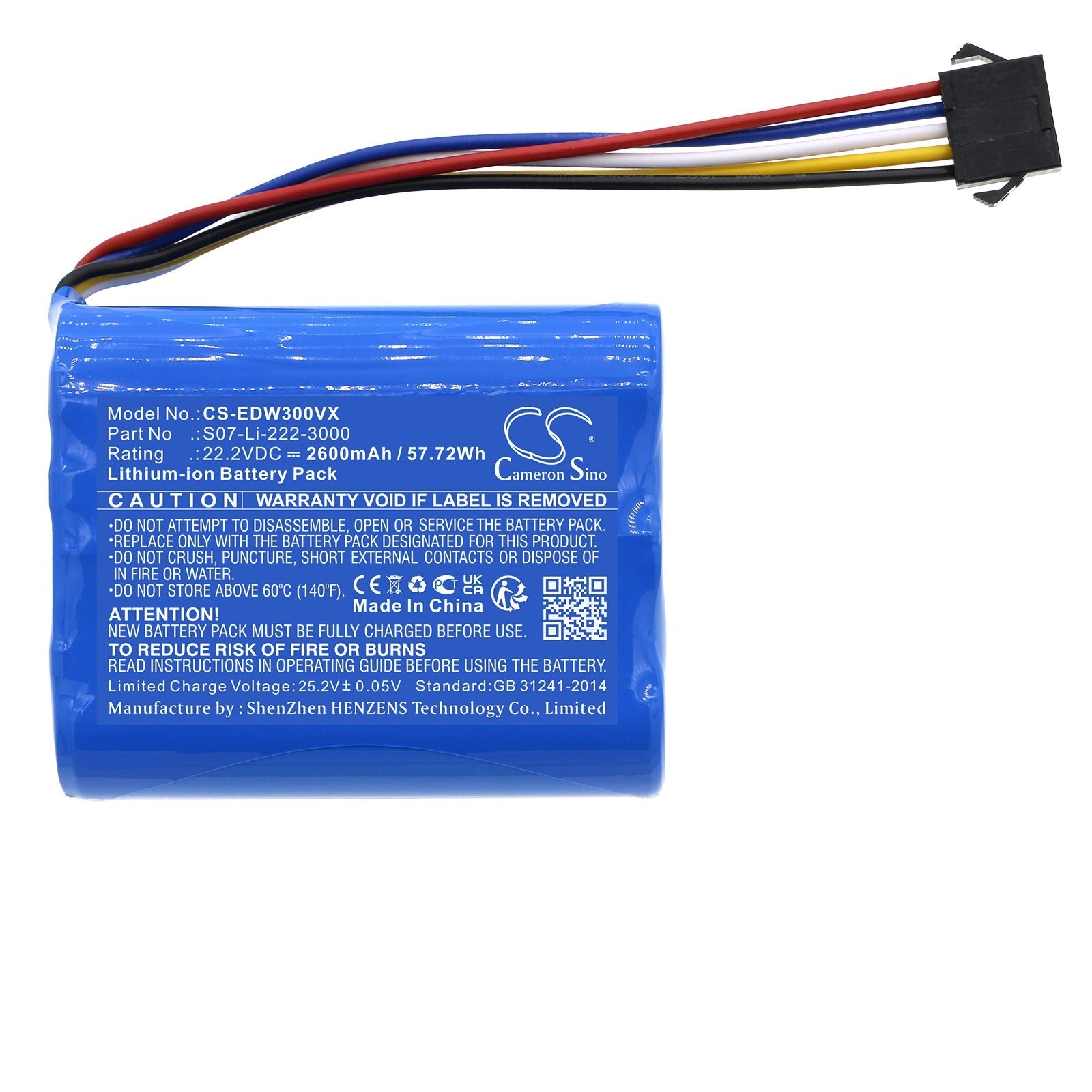 Li-ion, Vacuum Battery fits Ecovacs Wa30, Wa50, 22.2V, 2600mAh Vacuum Cameron Sino Technology Limited
