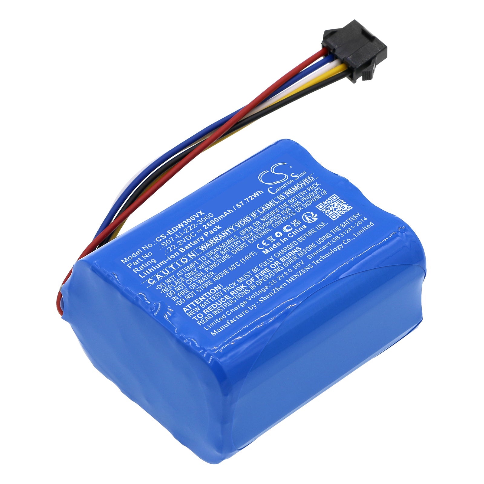 Li-ion, Vacuum Battery fits Ecovacs Wa30, Wa50, 22.2V, 2600mAh Vacuum Cameron Sino Technology Limited