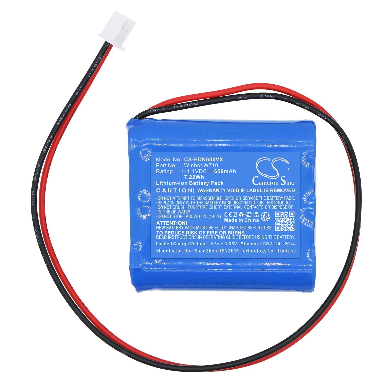 Li-ion, Vacuum Battery fits Ecovacs Winbot W730, Winbot Wrn60, 11.1V, 650mAh Vacuum Cameron Sino Technology Limited