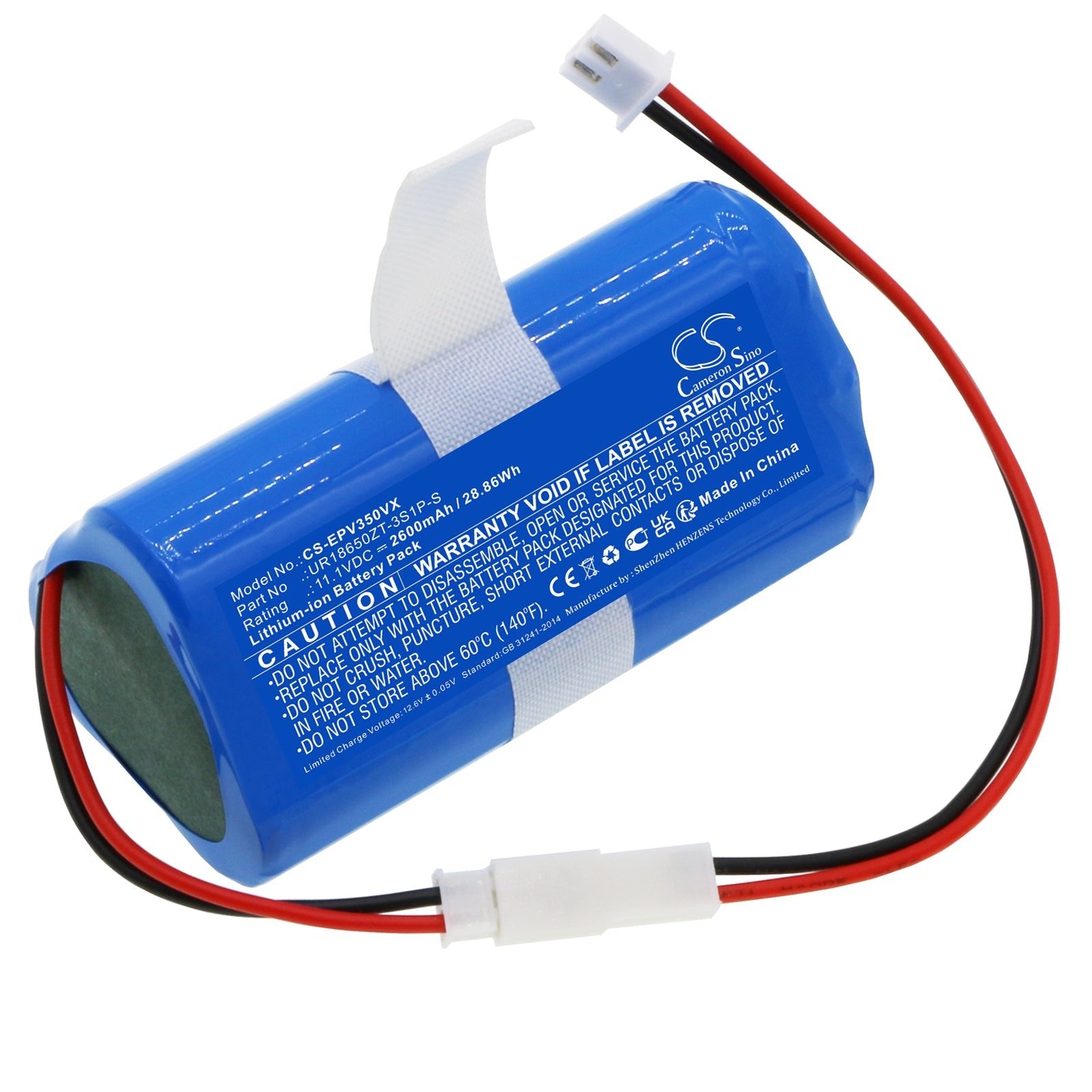 Li-ion, Vacuum Battery fits Electropan Ilife V3s, 11.1V, 2600mAh Vacuum Cameron Sino Technology Limited