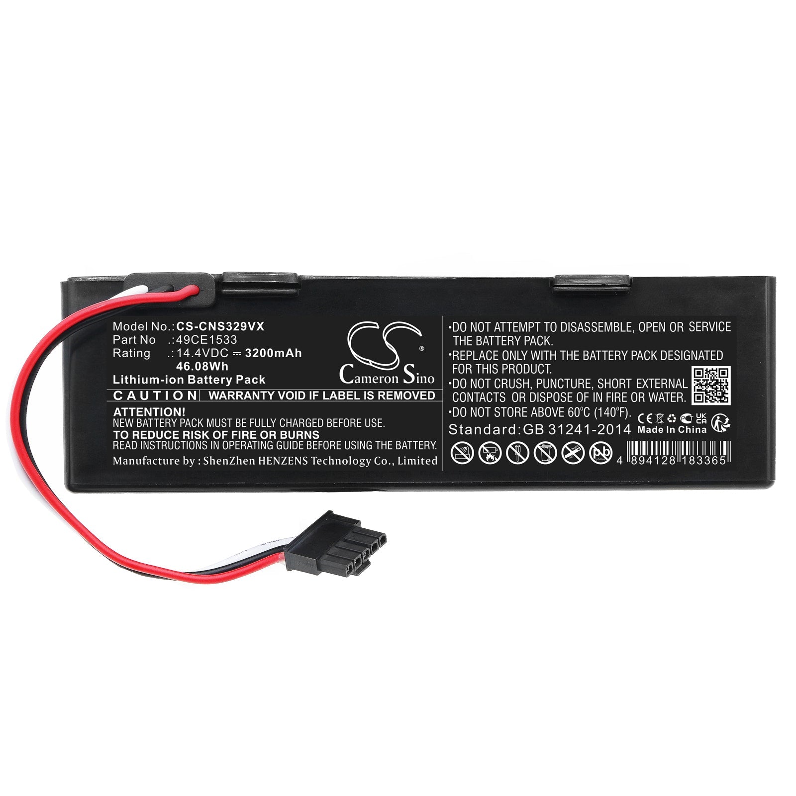 Li-ion, Vacuum Battery fits Eta 2228 Navaggio, Cecotec Conga 3290, 14.4V, 3200mAh Vacuum Cameron Sino Technology Limited