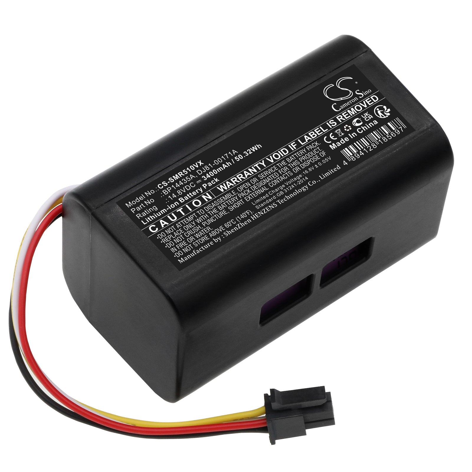 Li-ion, Vacuum Battery fits Eureka I5, Midea I5, 14.8V, 3400mAh Vacuum Cameron Sino Technology Limited