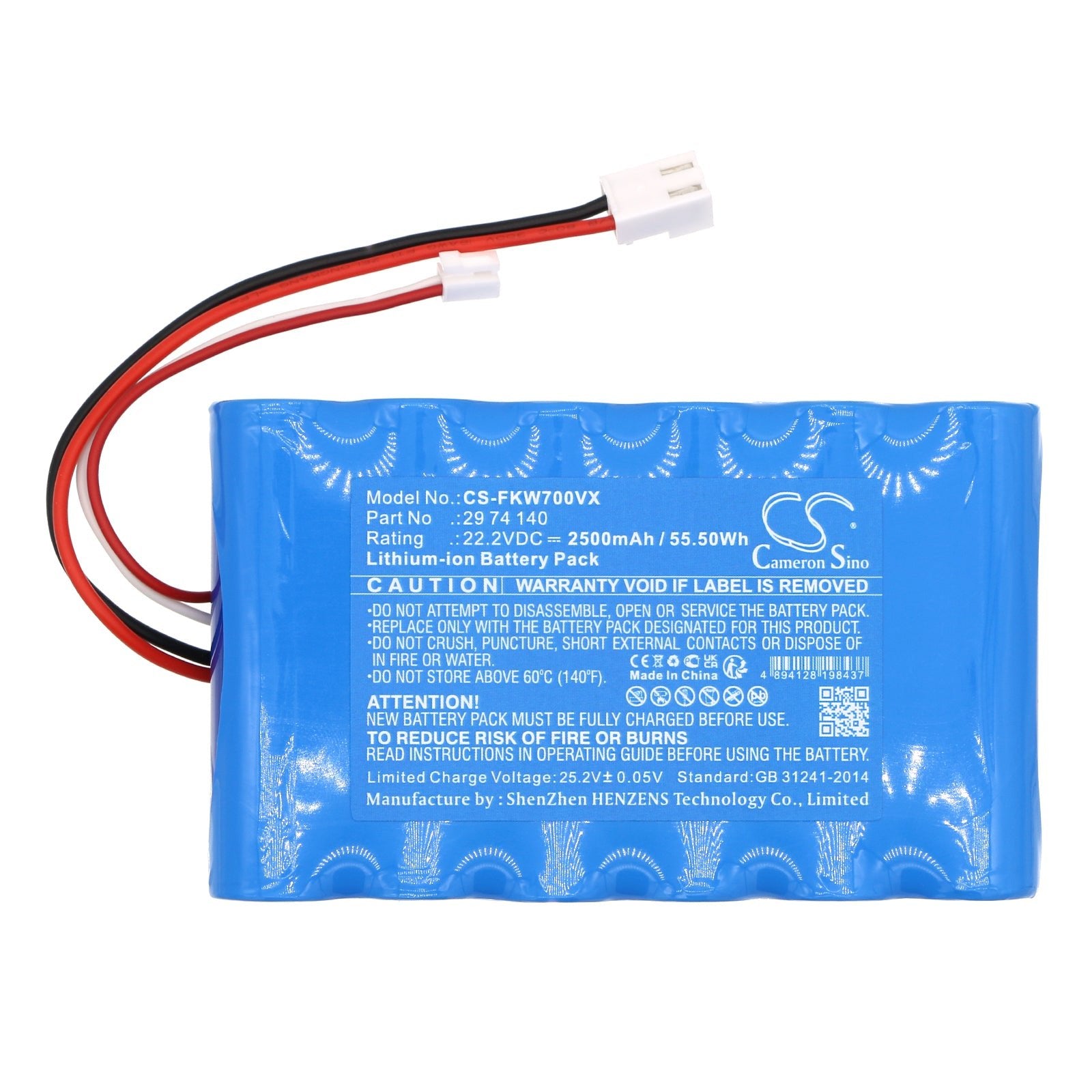 Li-ion, Vacuum Battery fits Fakir Starky Premium, Wda 700 Wet & Dry, 22.2V, 2500mAh Vacuum Cameron Sino Technology Limited