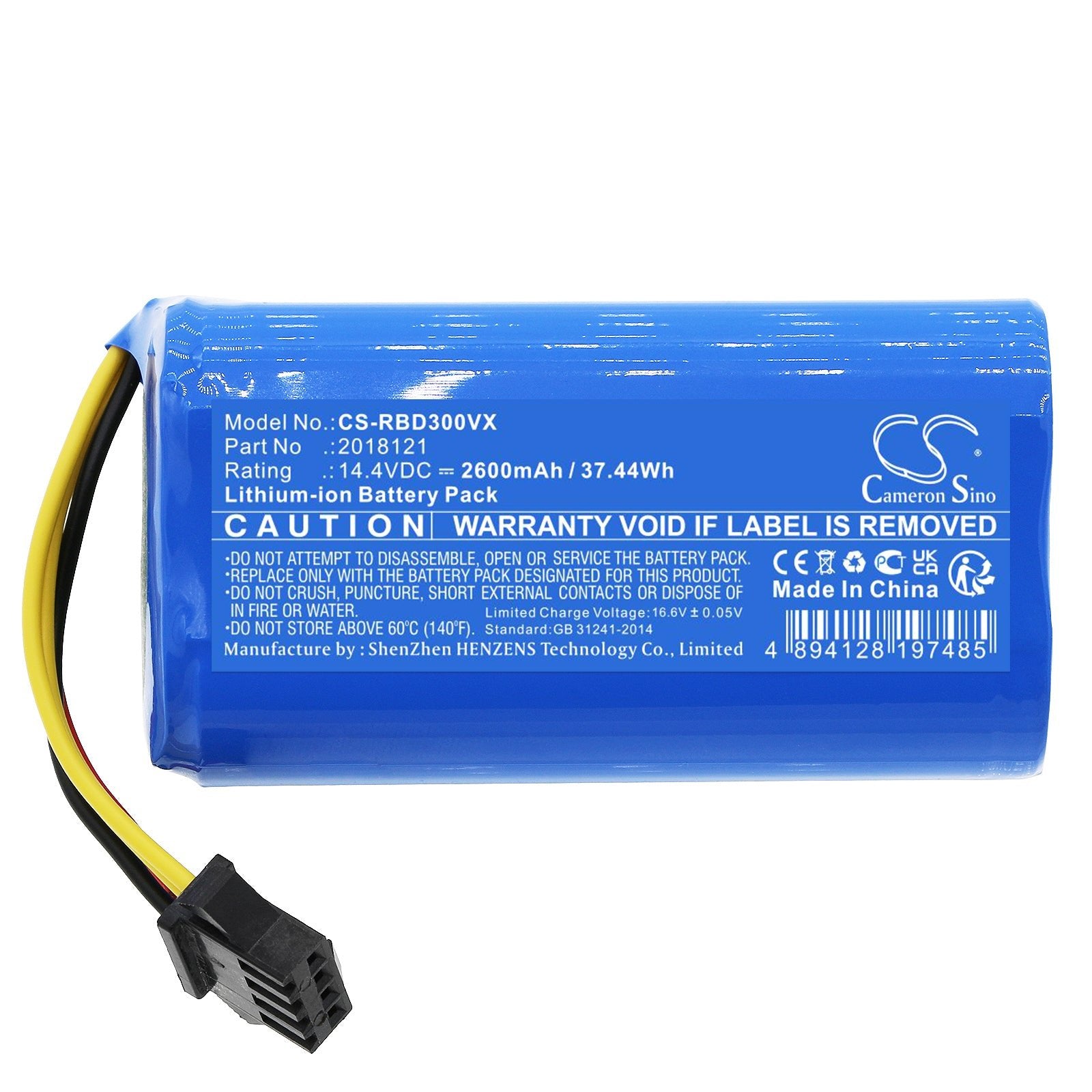 Li-ion, Vacuum Battery fits Fmart Yz-x1, Excelvan D35, 14.4V, 2600mAh Vacuum Cameron Sino Technology Limited