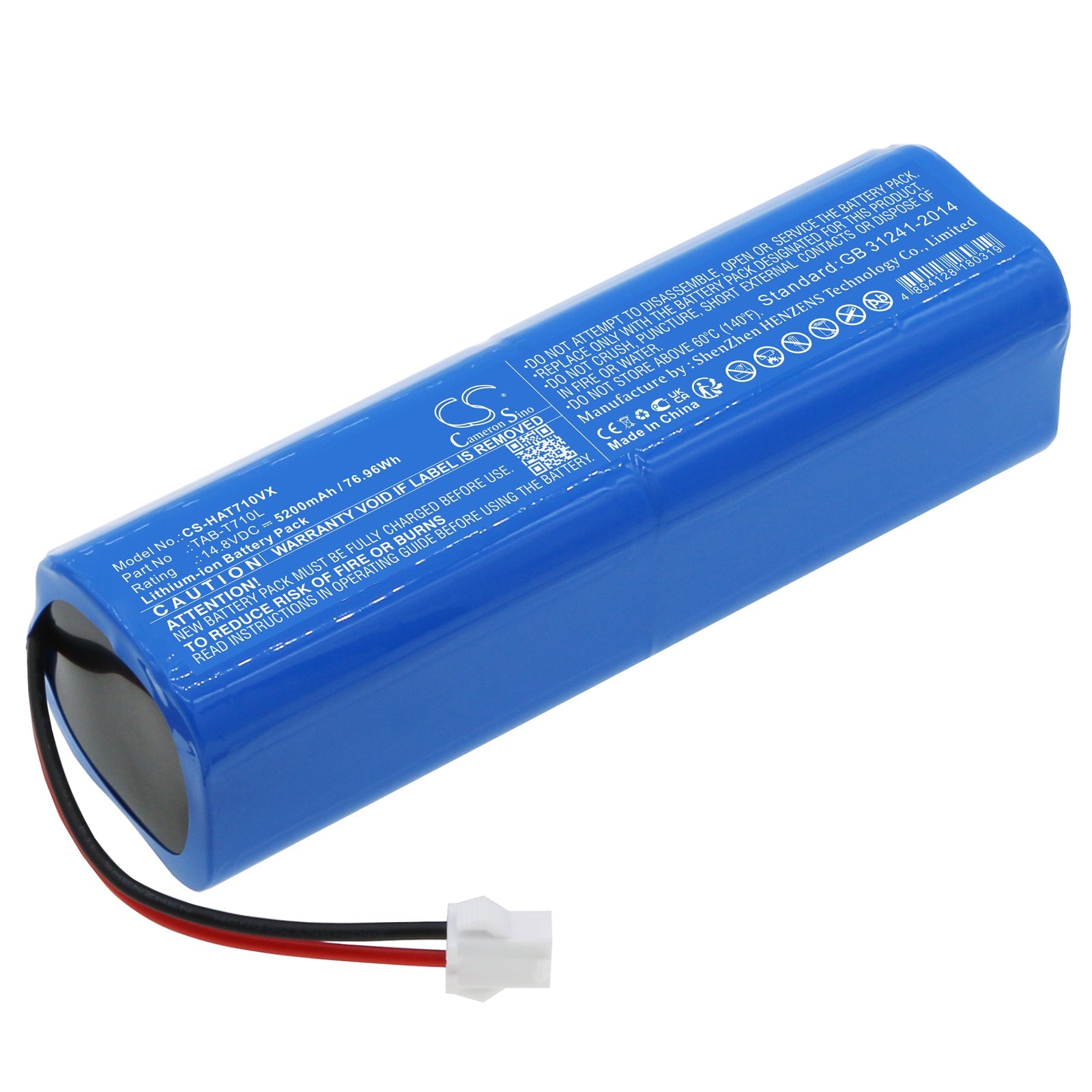 Li-ion, Vacuum Battery fits Haier Tab-qs60s, Tab-t710l, 14.8V, 5200mAh Vacuum Cameron Sino Technology Limited