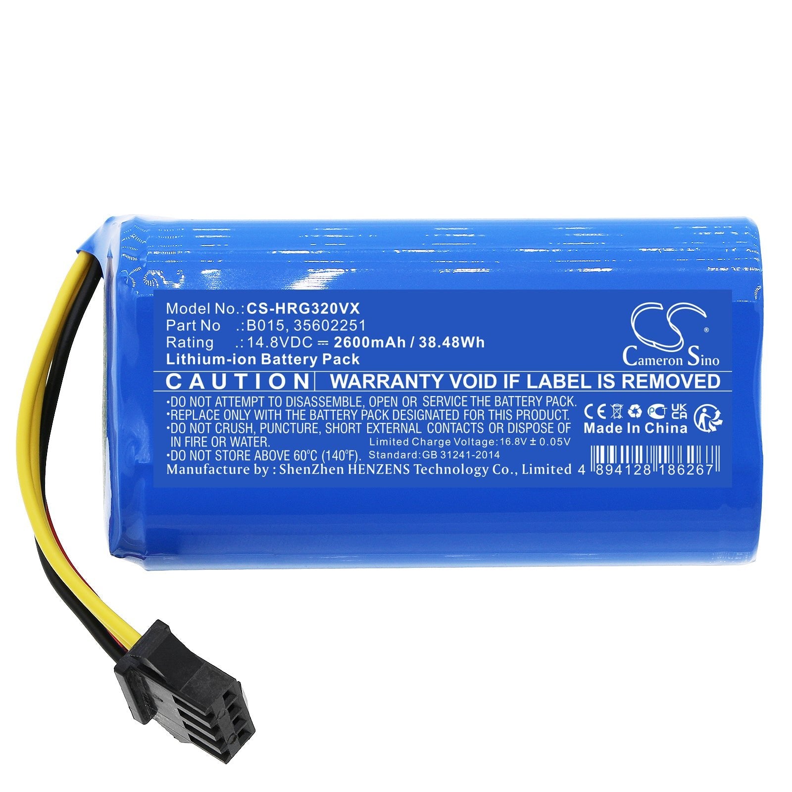 Li-ion, Vacuum Battery fits Hoover Hg0320h0011, Hgo31, 14.8V, 2600mAh Vacuum Cameron Sino Technology Limited