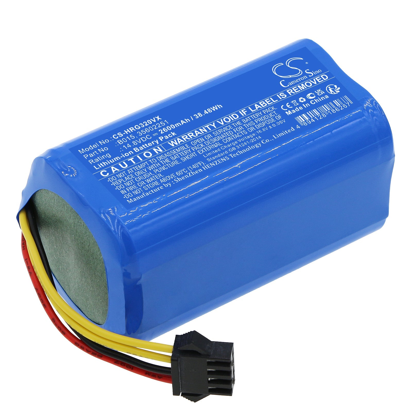 Li-ion, Vacuum Battery fits Hoover Hg0320h0011, Hgo31, 14.8V, 2600mAh Vacuum Cameron Sino Technology Limited