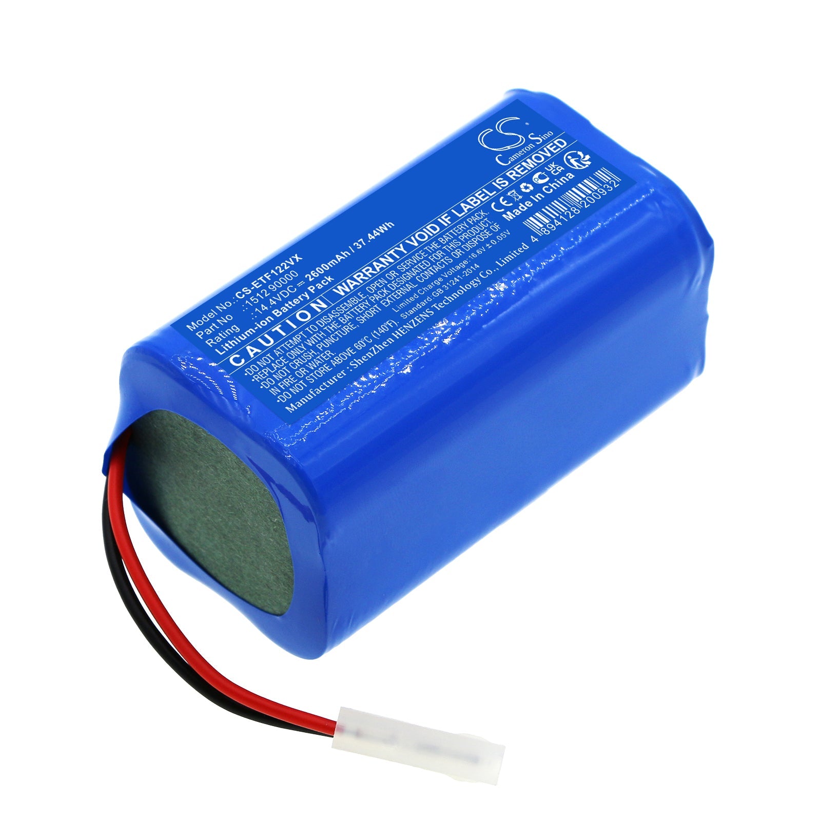 Li-ion, Vacuum Battery fits Hüttermann Smartcleaner 710, Eta 1226 90000, 14.4V, 2600mAh Vacuum Cameron Sino Technology Limited