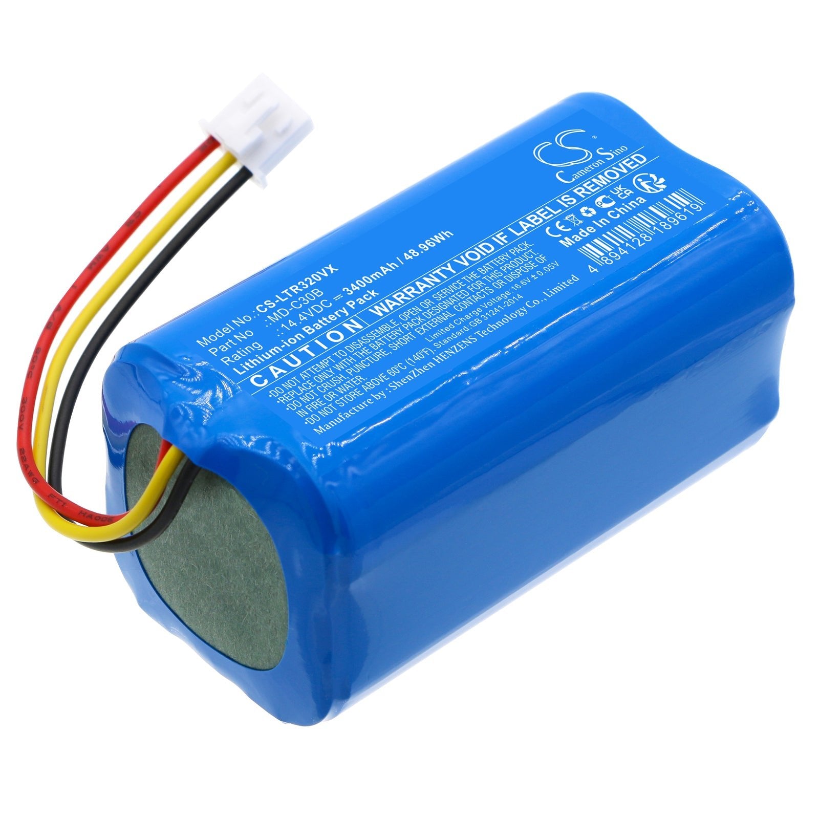 Li-ion, Vacuum Battery fits Ihome Eclipse Autovac, Ihrv2, 14.4V, 3400mAh Vacuum Cameron Sino Technology Limited