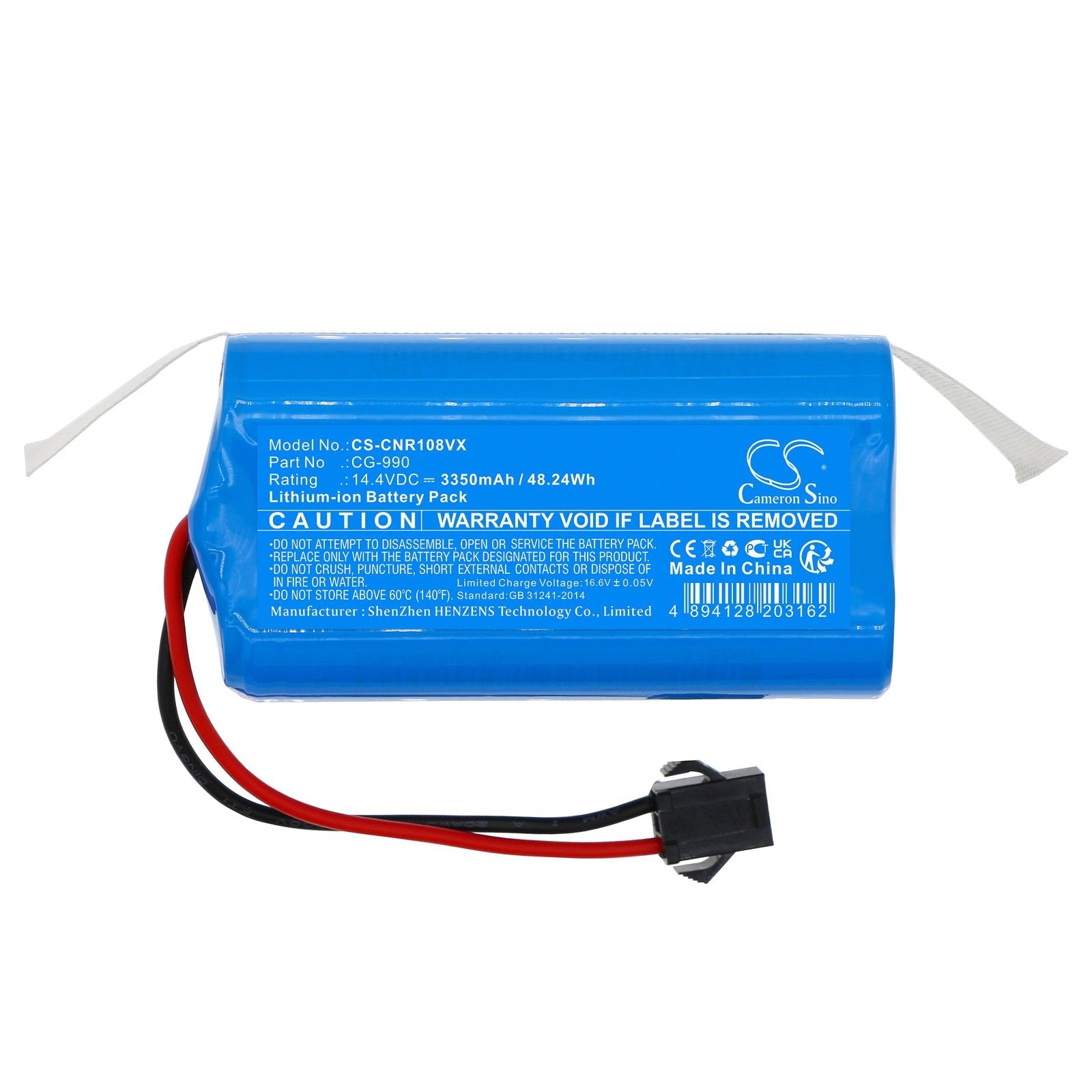 Li-ion, Vacuum Battery fits Infiniton Cleaner 1020, Cleaner 1080, 14.4V, 3350mAh Vacuum Cameron Sino Technology Limited