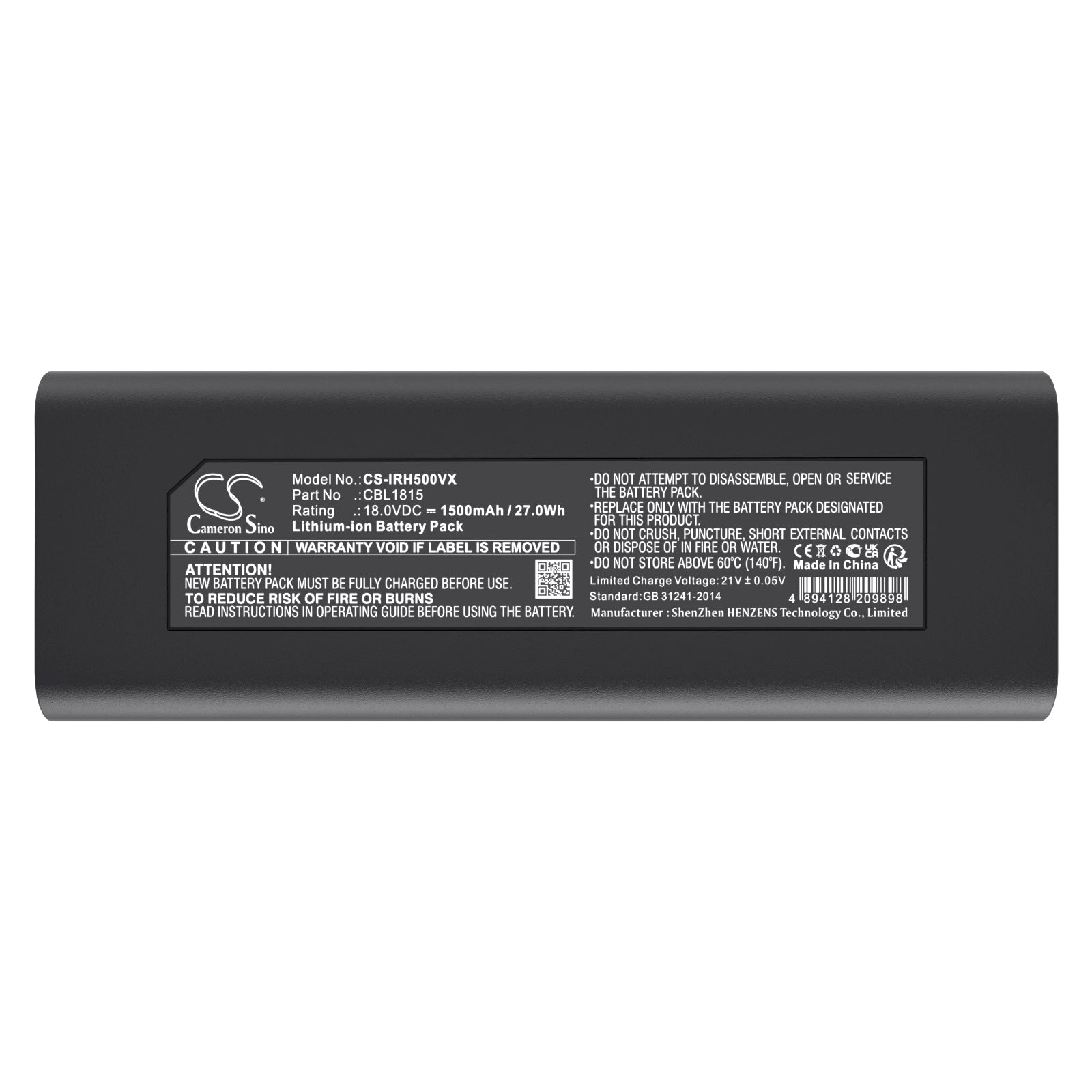 Li-ion, Vacuum Battery fits Iris Ohyama Ic-sldcp12, Ic-sldcp5, 18.0V, 1500mAh Vacuum Cameron Sino Technology Limited