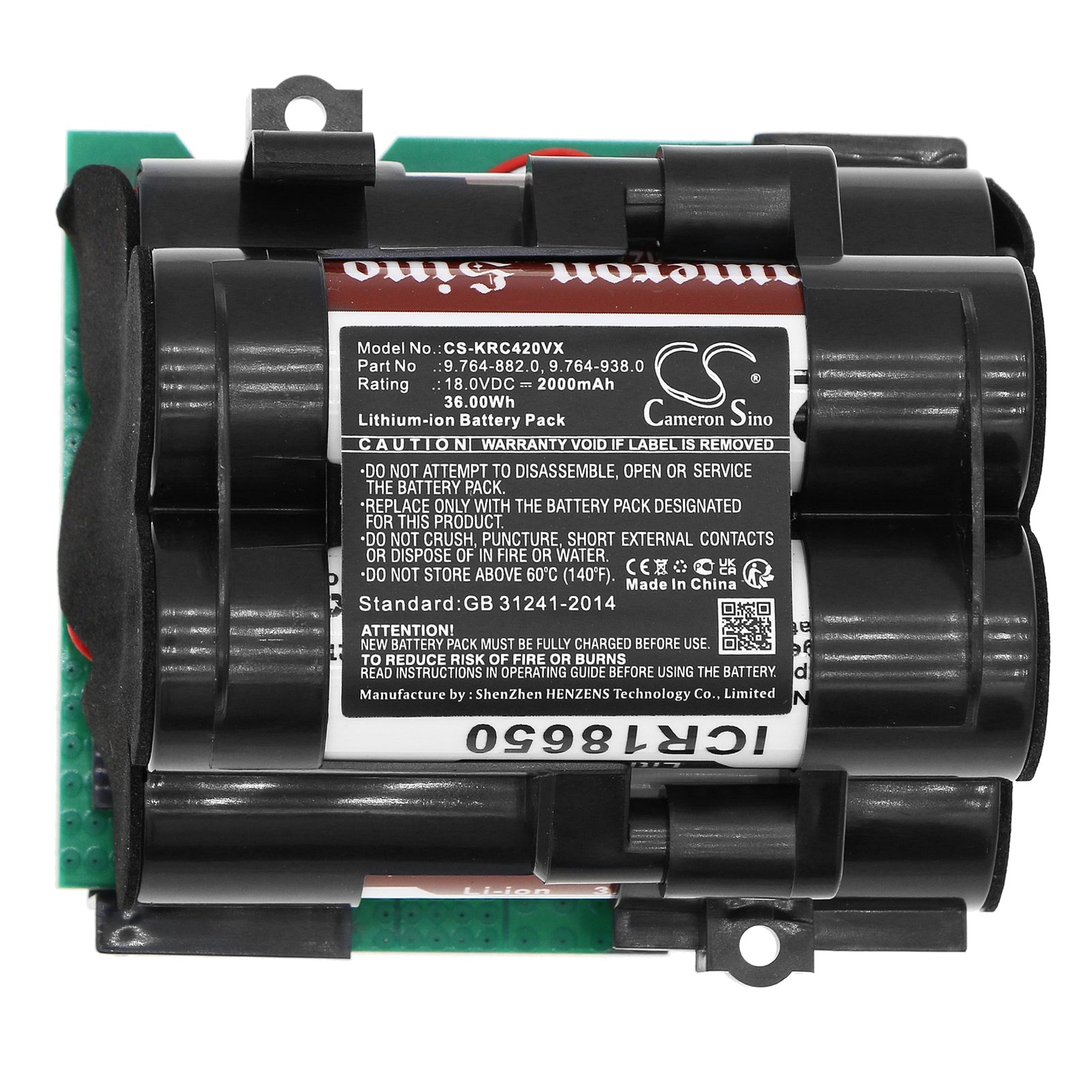 Li-ion, Vacuum Battery fits Karcher 064200, Vc 4i, 18.0V, 2000mAh Vacuum Cameron Sino Technology Limited