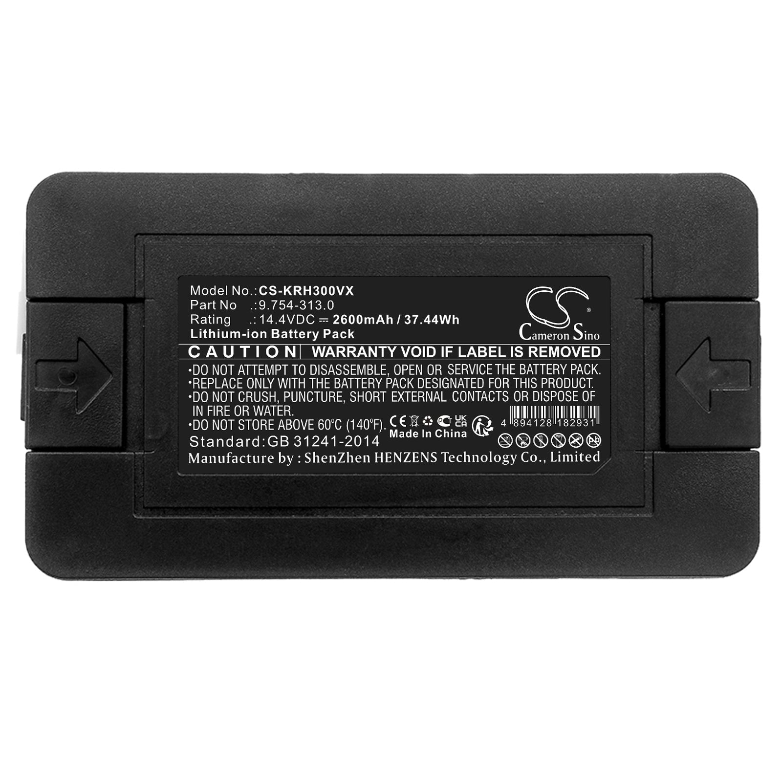 Li-ion, Vacuum Battery fits Karcher Rc3, 14.4V, 2600mAh Vacuum Cameron Sino Technology Limited
