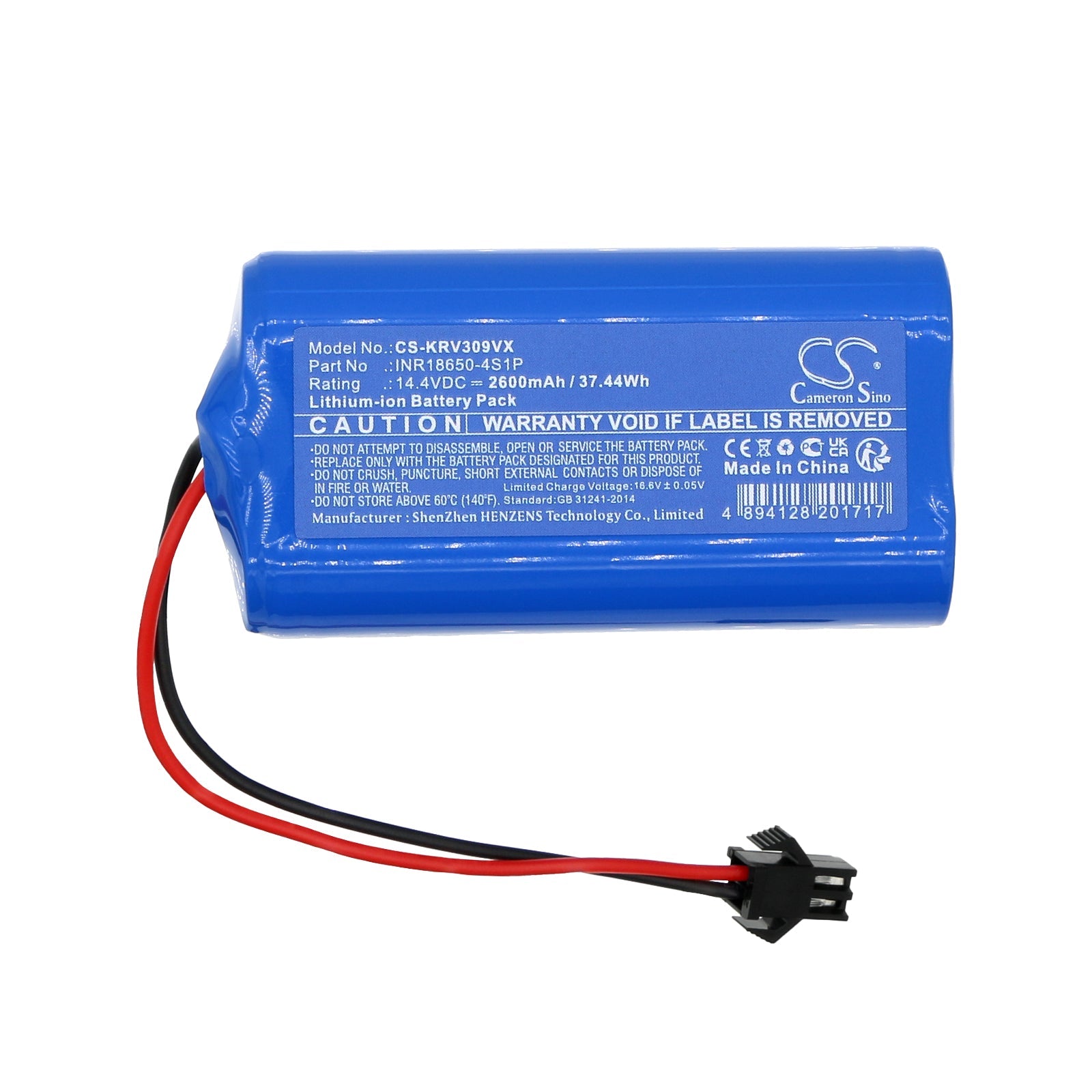 Li-ion, Vacuum Battery fits Klins K185, K186, 14.4V, 2600mAh Vacuum Cameron Sino Technology Limited