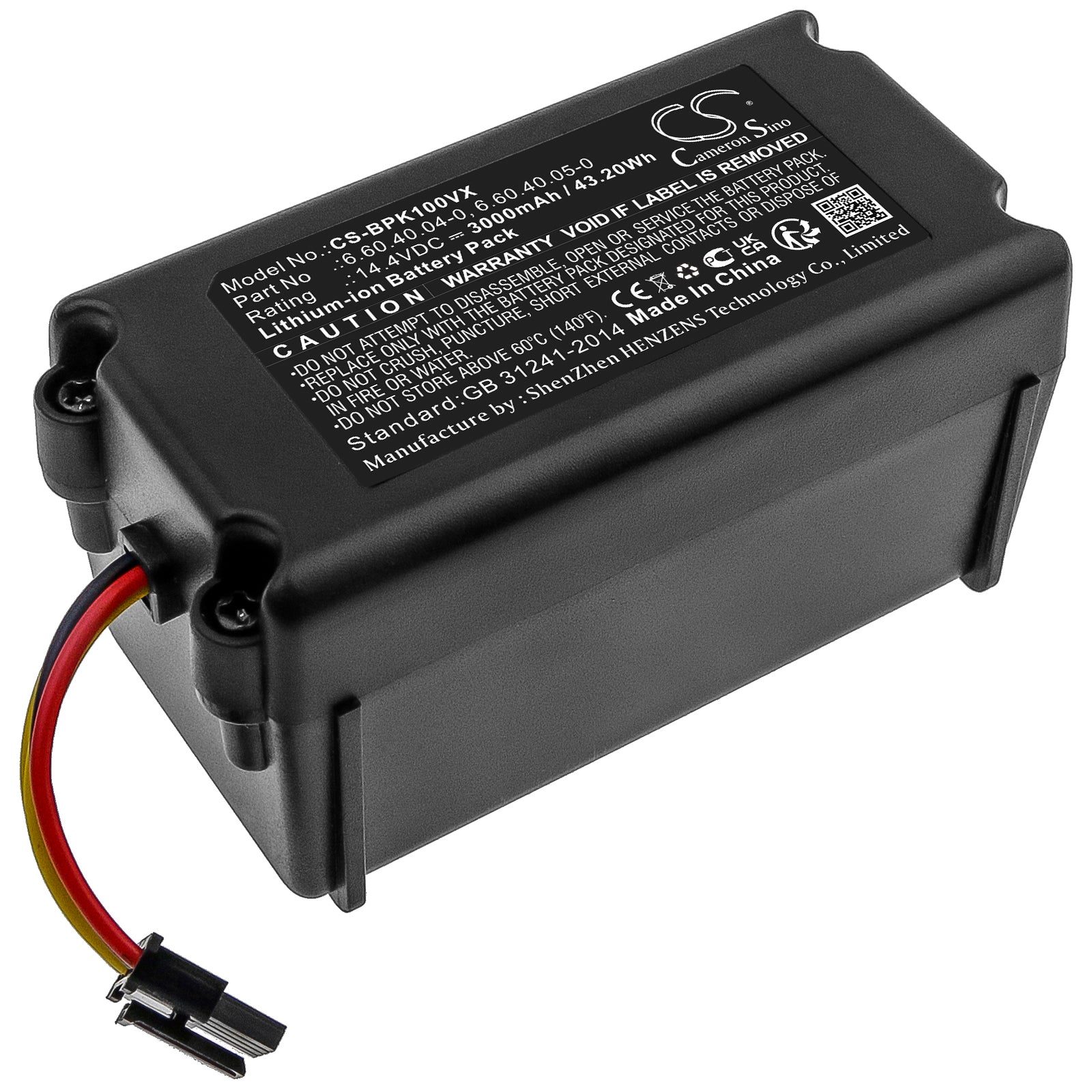 Li-ion, Vacuum Battery fits Lauben 26bb, Sencor Srv 4000, 14.4V, 3000mAh Vacuum Cameron Sino Technology Limited