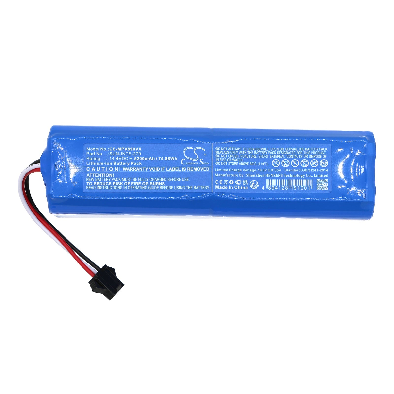 Li-ion, Vacuum Battery fits Mamibot Exvac 890, Garlyn Sr-800 Max, 14.4V, 5200mAh Vacuum Cameron Sino Technology Limited