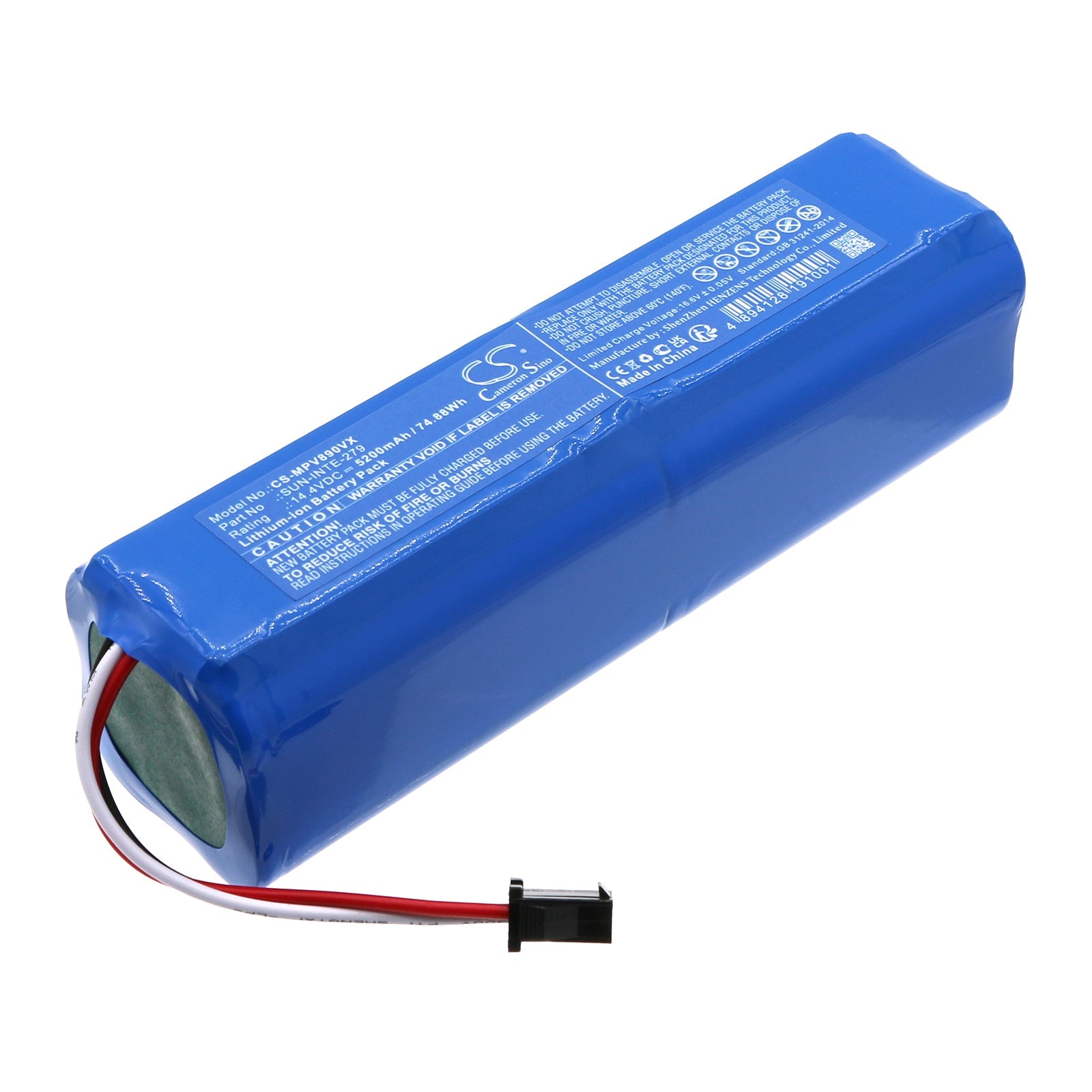 Li-ion, Vacuum Battery fits Mamibot Exvac 890, Garlyn Sr-800 Max, 14.4V, 5200mAh Vacuum Cameron Sino Technology Limited
