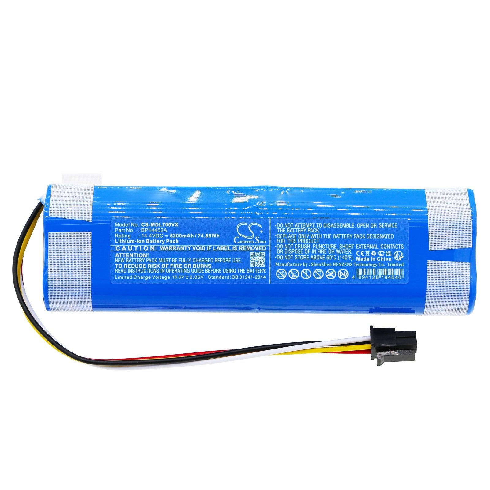 Li-ion, Vacuum Battery fits Midea I10, M7 Max, 14.4V, 5200mAh Vacuum Cameron Sino Technology Limited